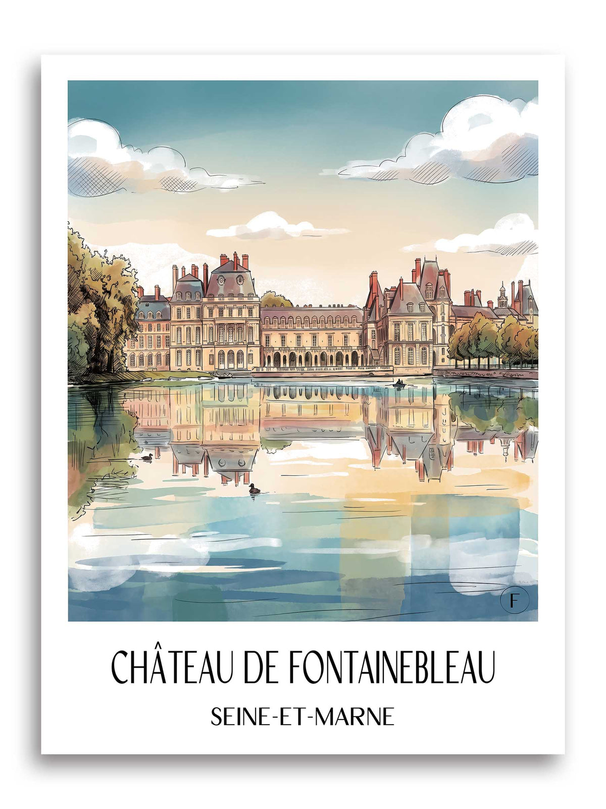 château-de-fontainebleau-seine-et-marne-frankreich-poster-aquarell