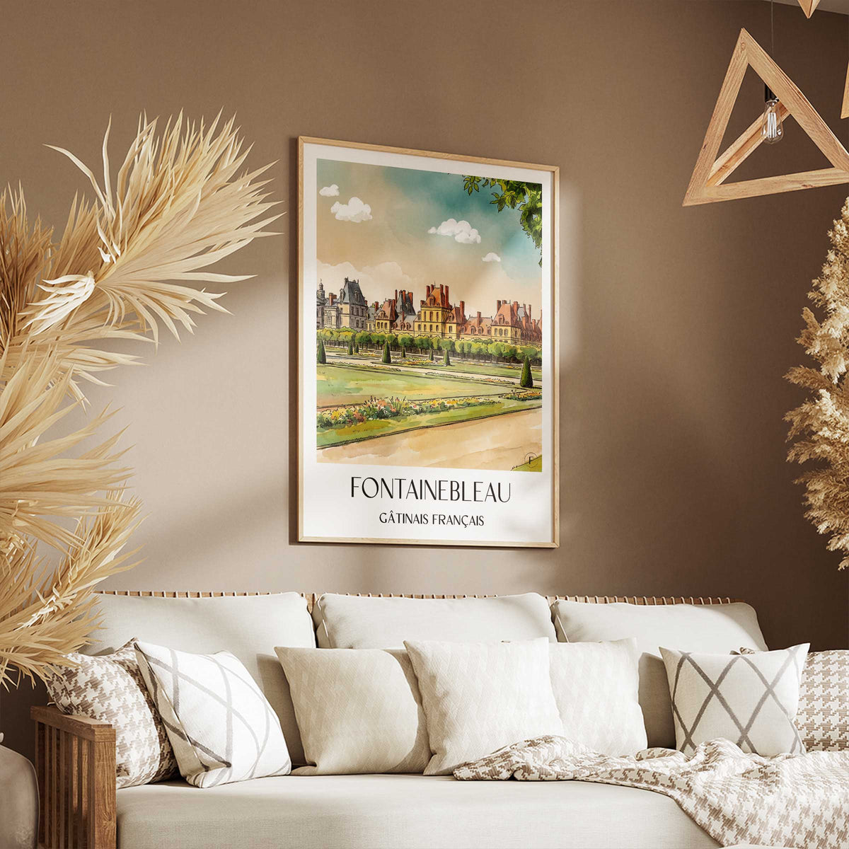 fontainebleau-gâtinais-français-frankreich-poster-aquarell