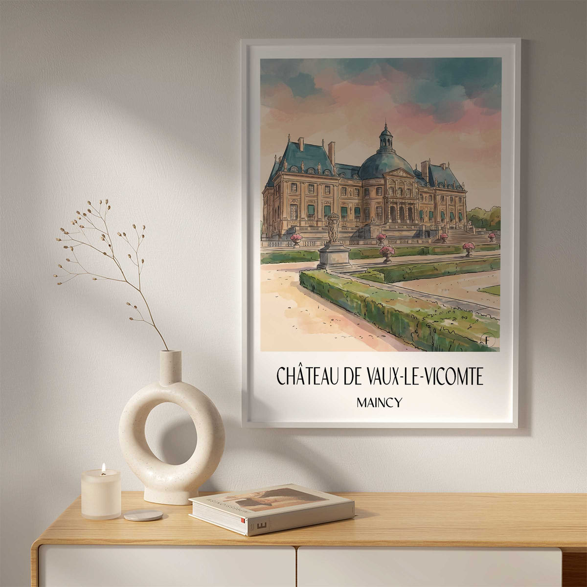 château-de-vaux-le-vicomte-maincy-frankreich-poster-aquarell