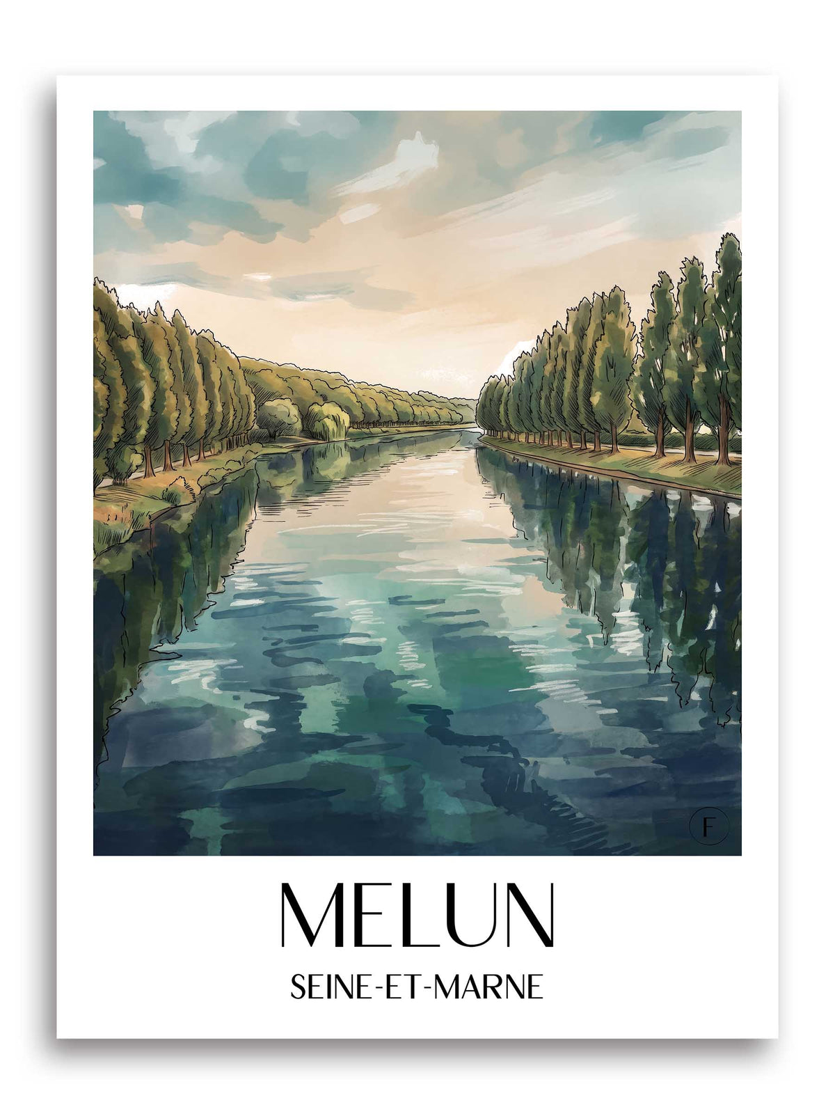château-de-champs-sur-marne-seine-et-marne-frankreich-poster-aquarell