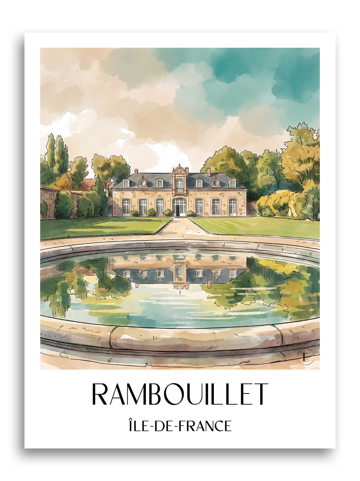 rambouillet-île-de-france-frankreich-poster-aquarell