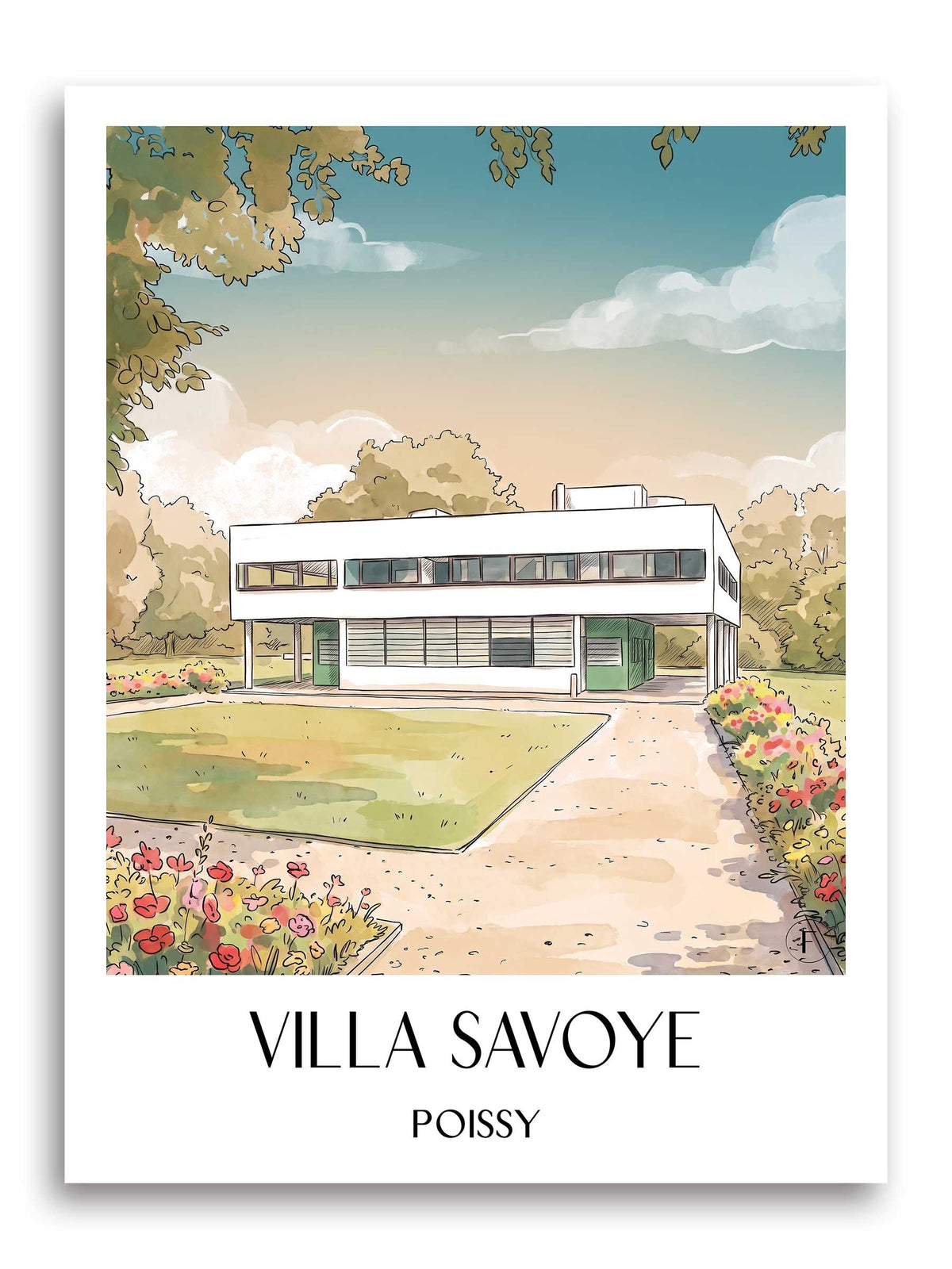 villa-savoye-poissy-frankreich-poster-aquarell