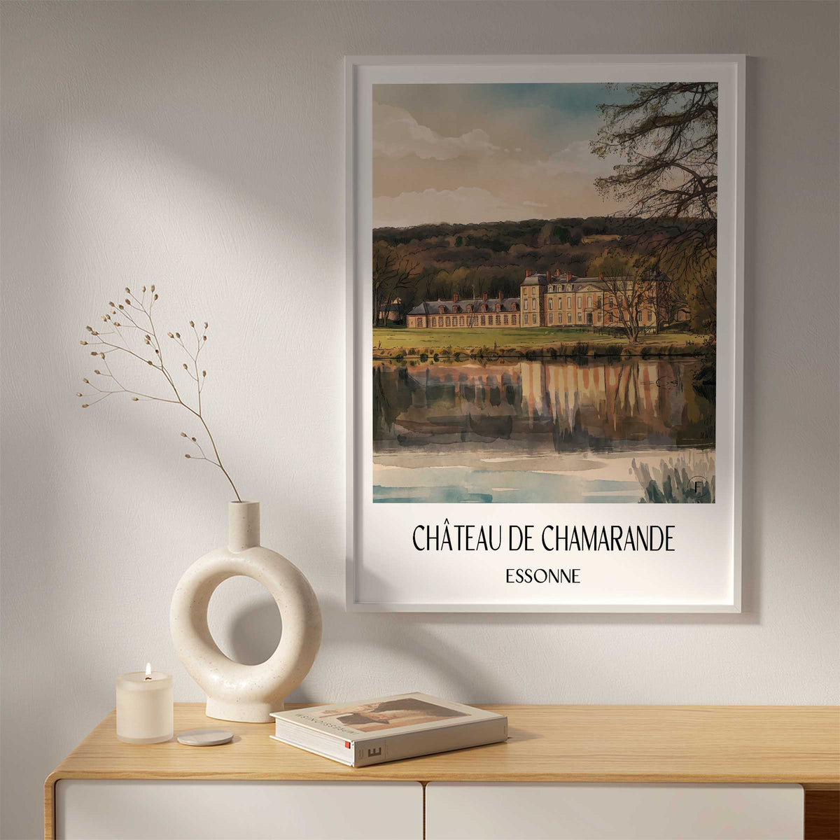 château-de-chamarande-essonne-frankreich-poster-aquarell