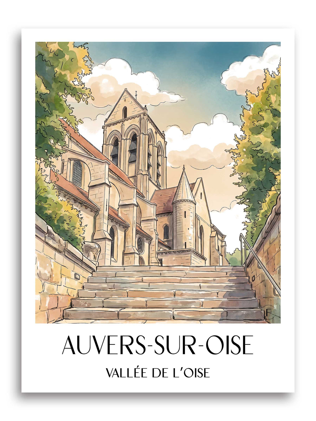 auvers-sur-oise-vallée-de-l’oise-frankreich-poster-aquarell