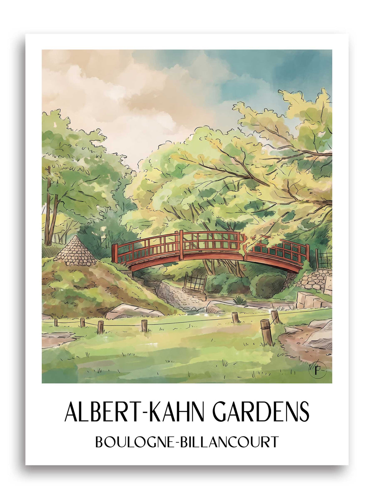 Jardins Albert-Kahn Poster - Boulogne-Billancourt - Frankreich Kunstdruck - Aquarell von A4 bis A1