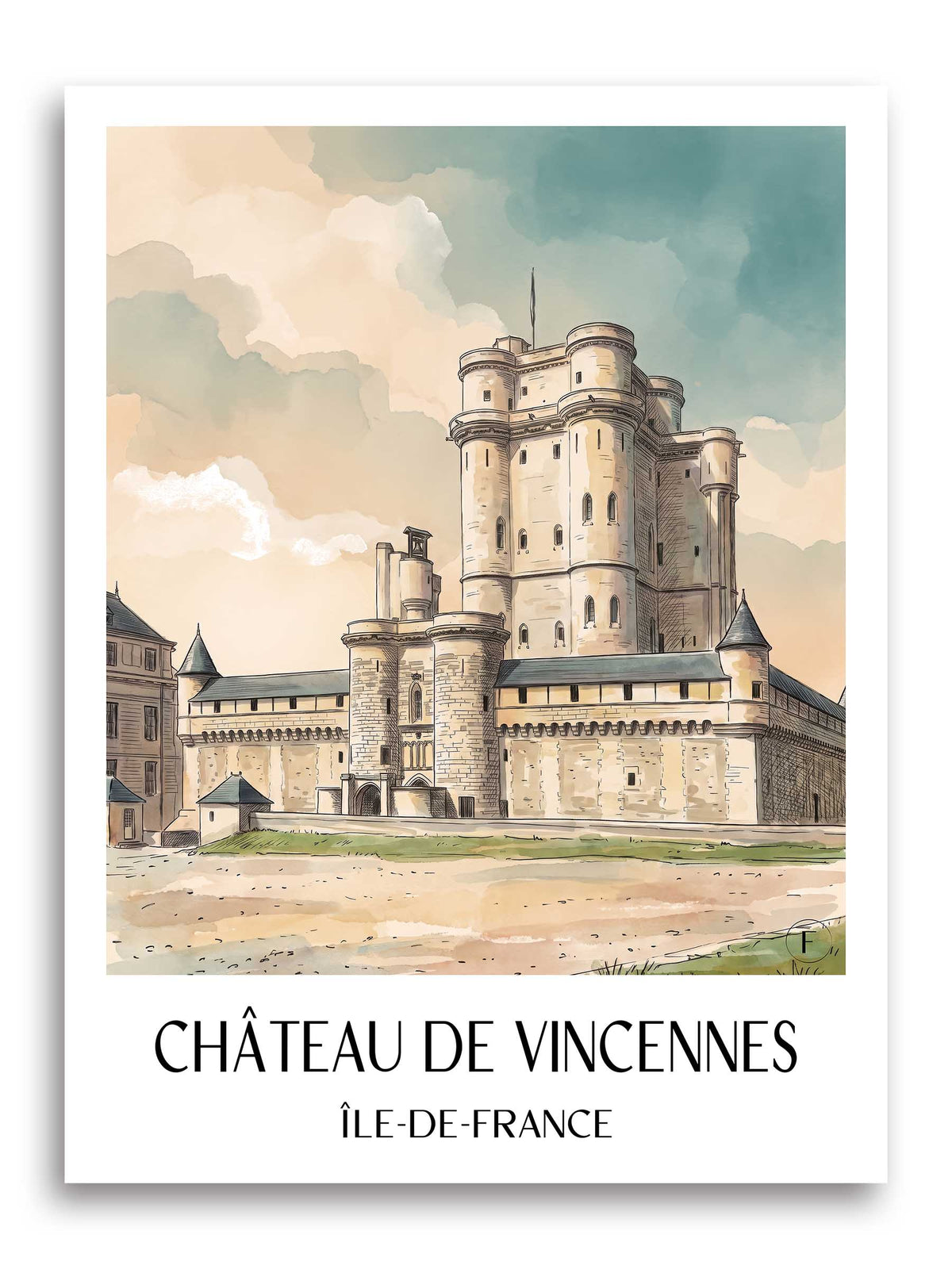château-de-vincennes-île-de-france-frankreich-poster-aquarell