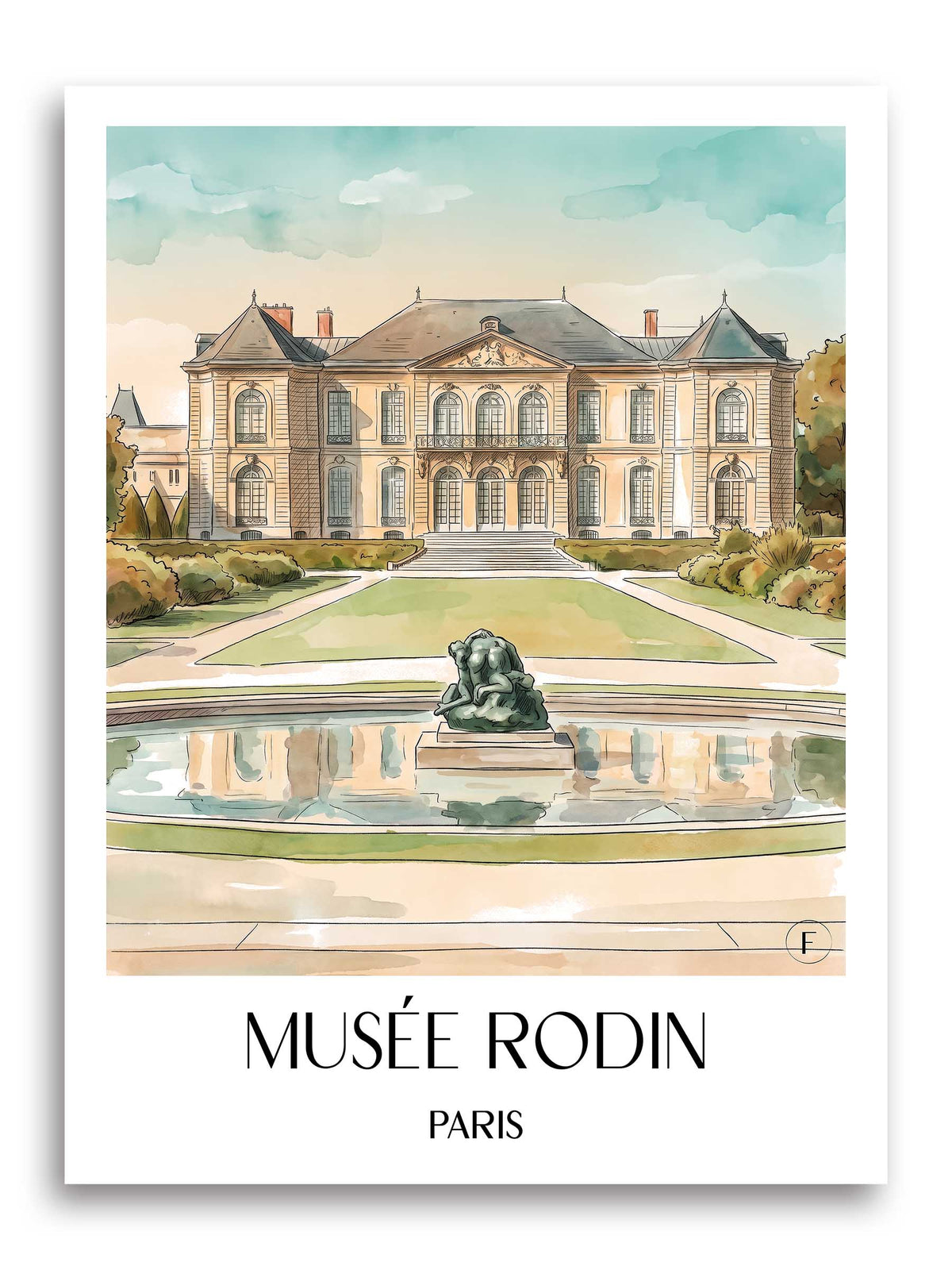 musée-rodin-paris-frankreich-poster-aquarell