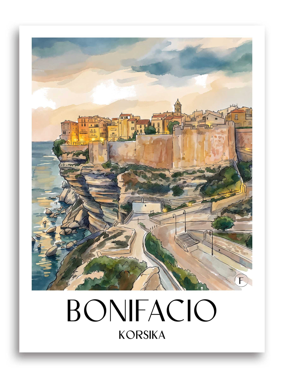 bonifacio-korsika-frankreich-poster-aquarell