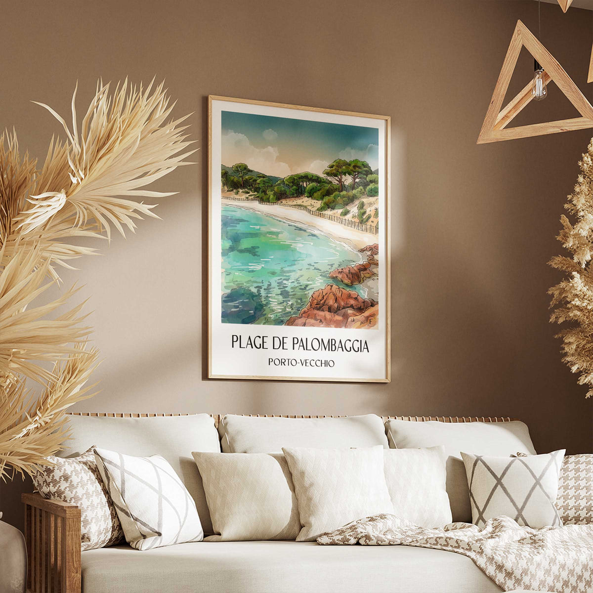 plage-de-palombaggia-porto-vecchio-frankreich-poster-aquarell