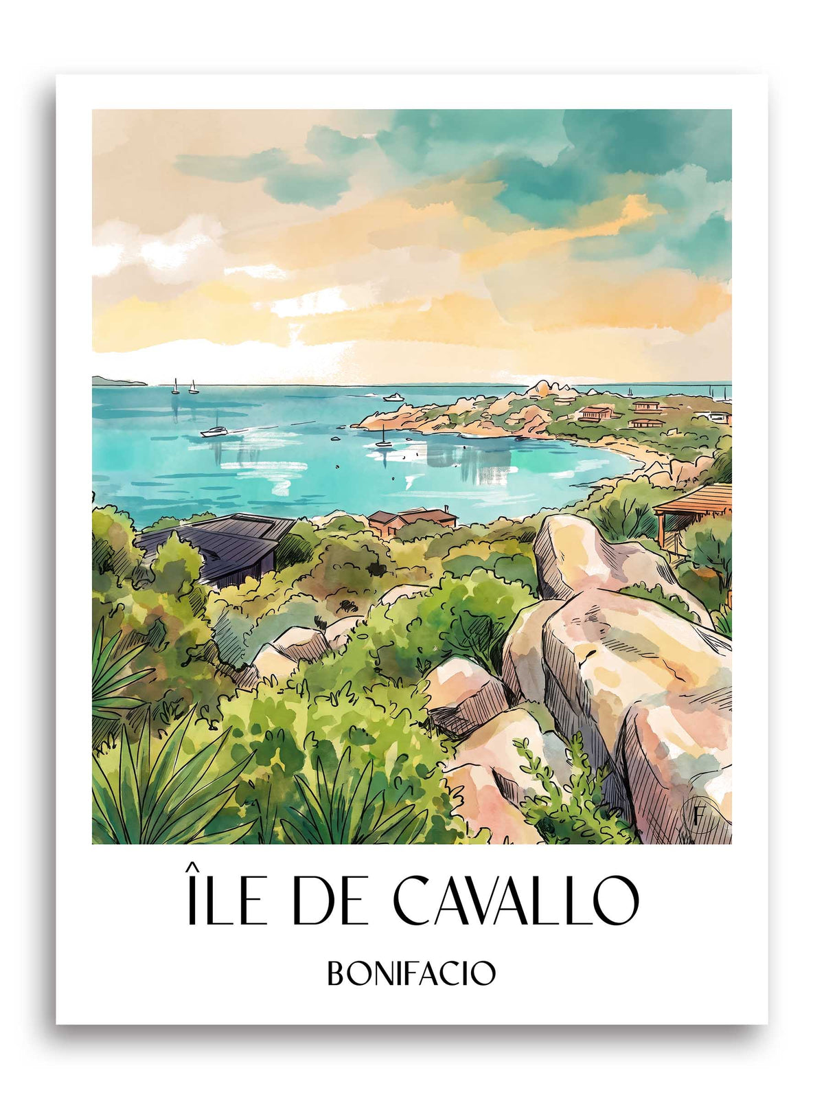 île-de-cavallo-bonifacio-frankreich-poster-aquarell