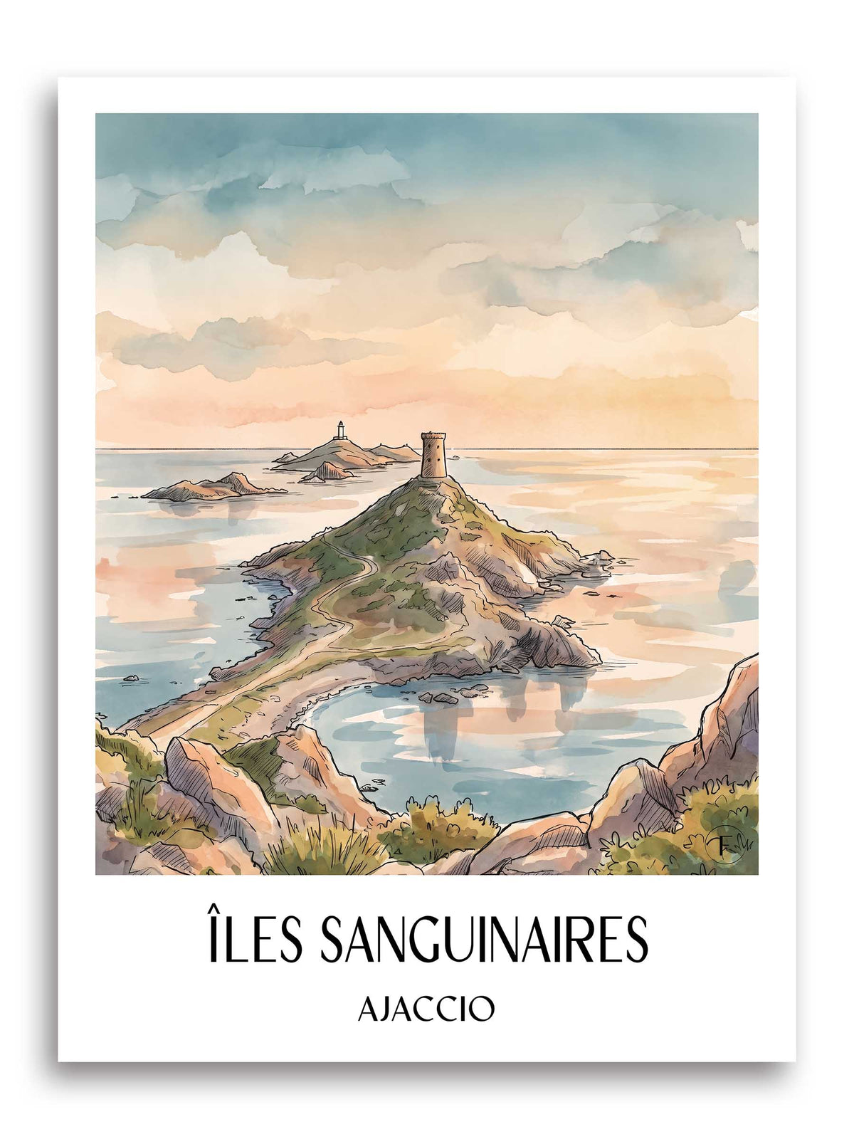 îles-sanguinaires-ajaccio-frankreich-poster-aquarell