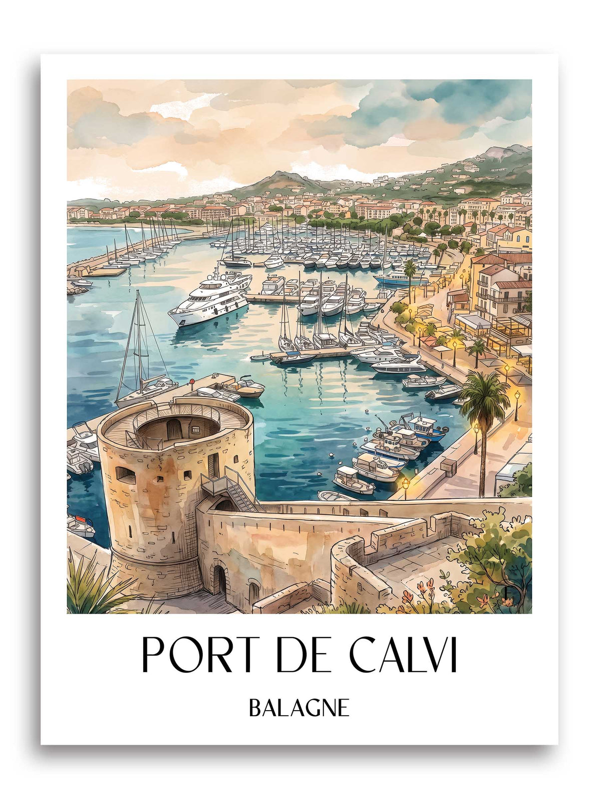 port-de-calvi-balagne-frankreich-poster-aquarell