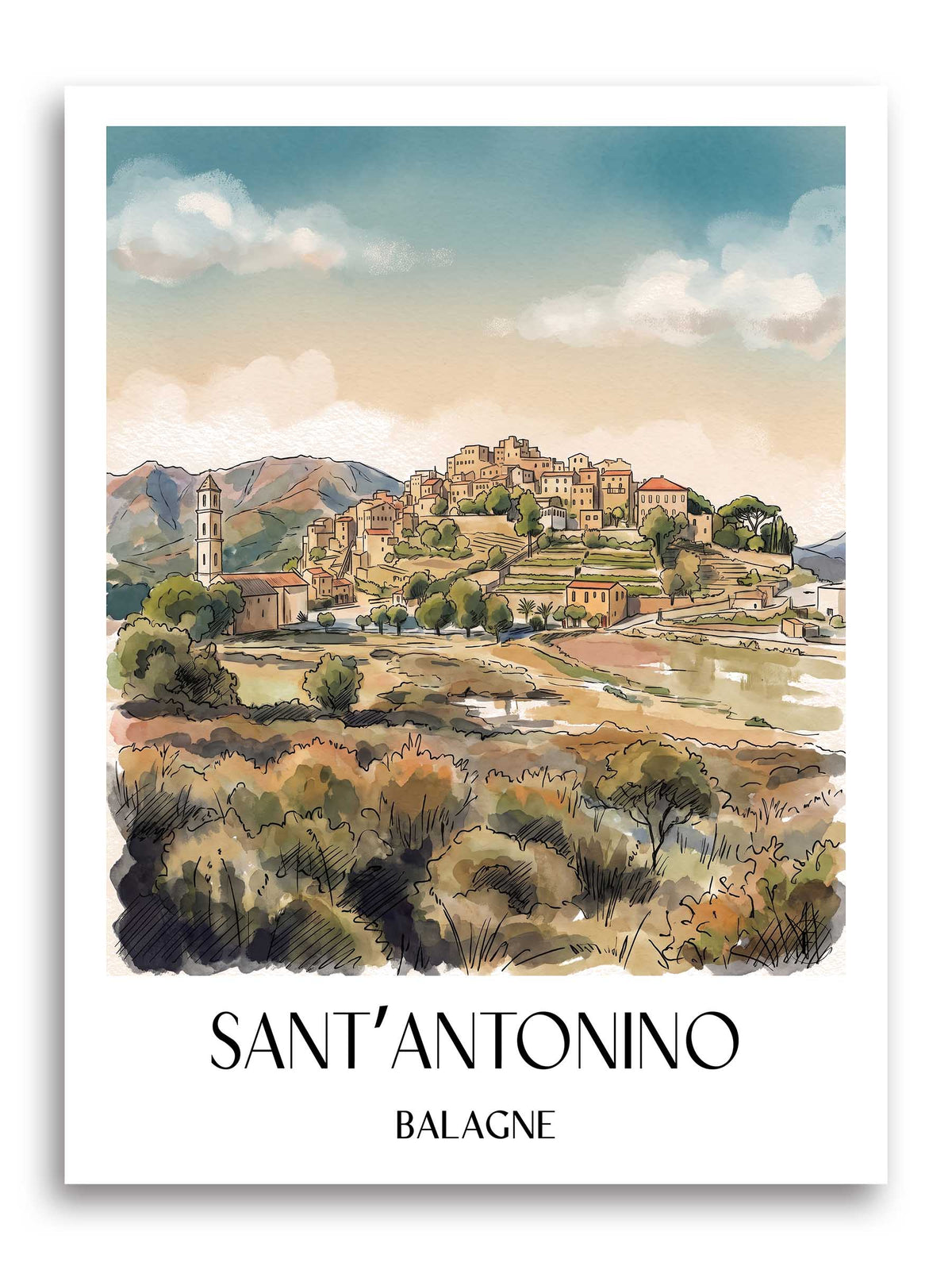 sant’antonino-balagne-frankreich-poster-aquarell