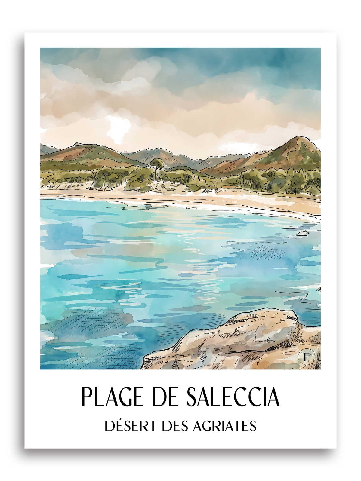 plage-de-saleccia-désert-des-agriates-frankreich-poster-aquarell