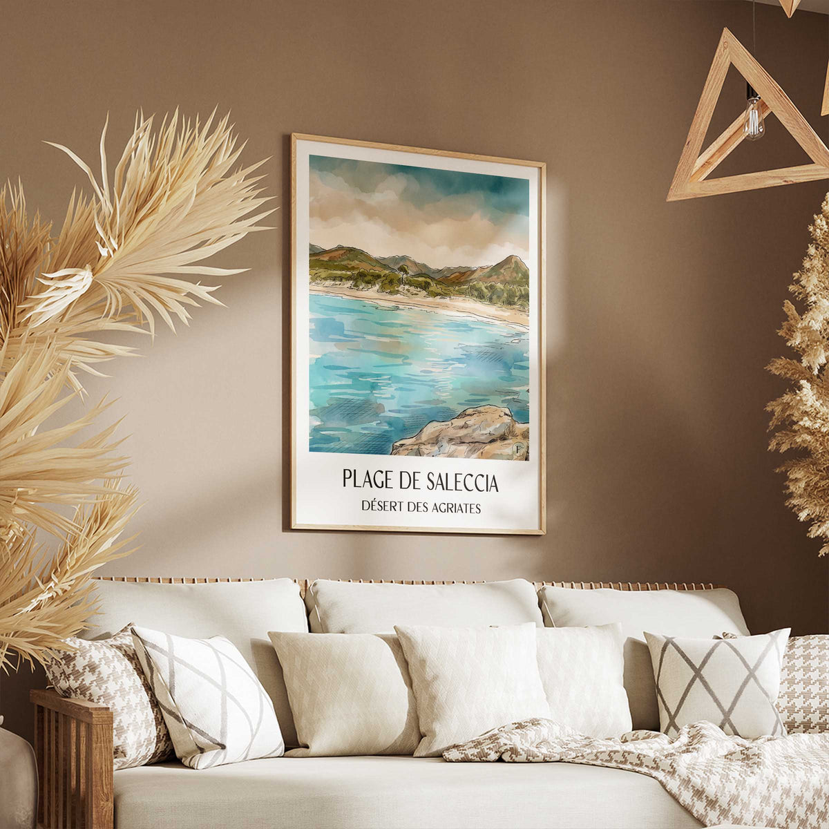 plage-de-saleccia-désert-des-agriates-frankreich-poster-aquarell