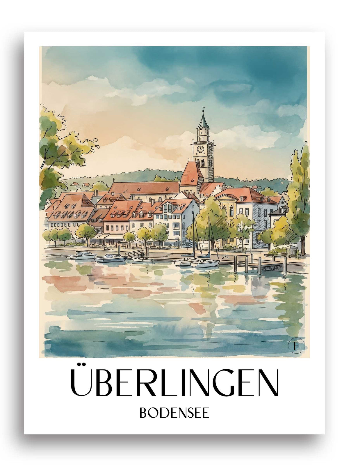überlingen-bodensee-deutschland-poster-aquarell