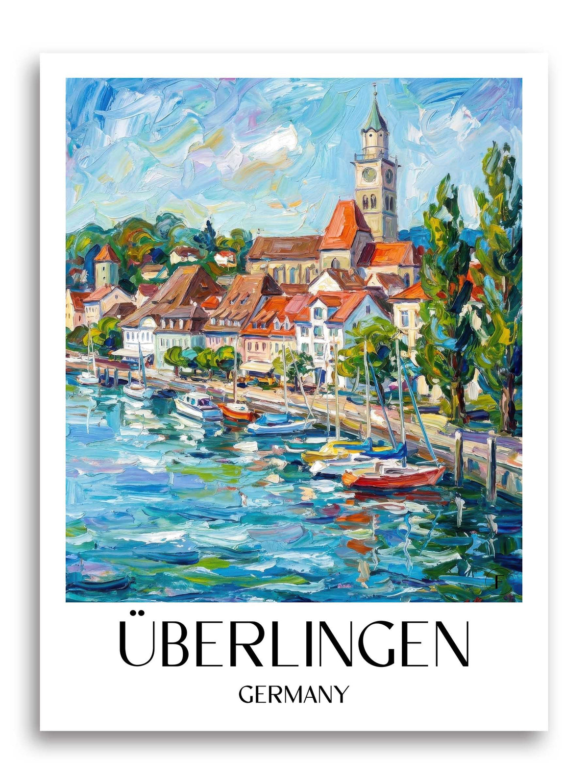 Überlingen Poster - Bodensee - Deutschland Kunstdruck - Ölgemälde von A4 bis A1 - favplace