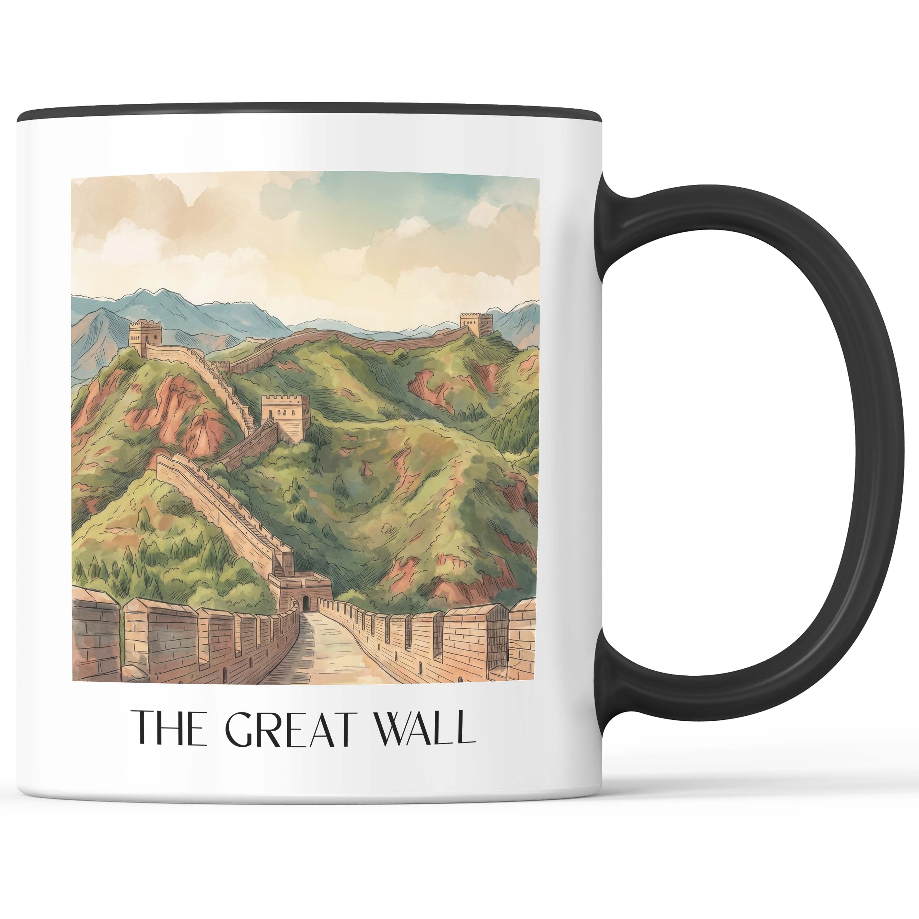 die große Mauer - China Becher - Kaffeetasse im Aquarell Stil - favplace