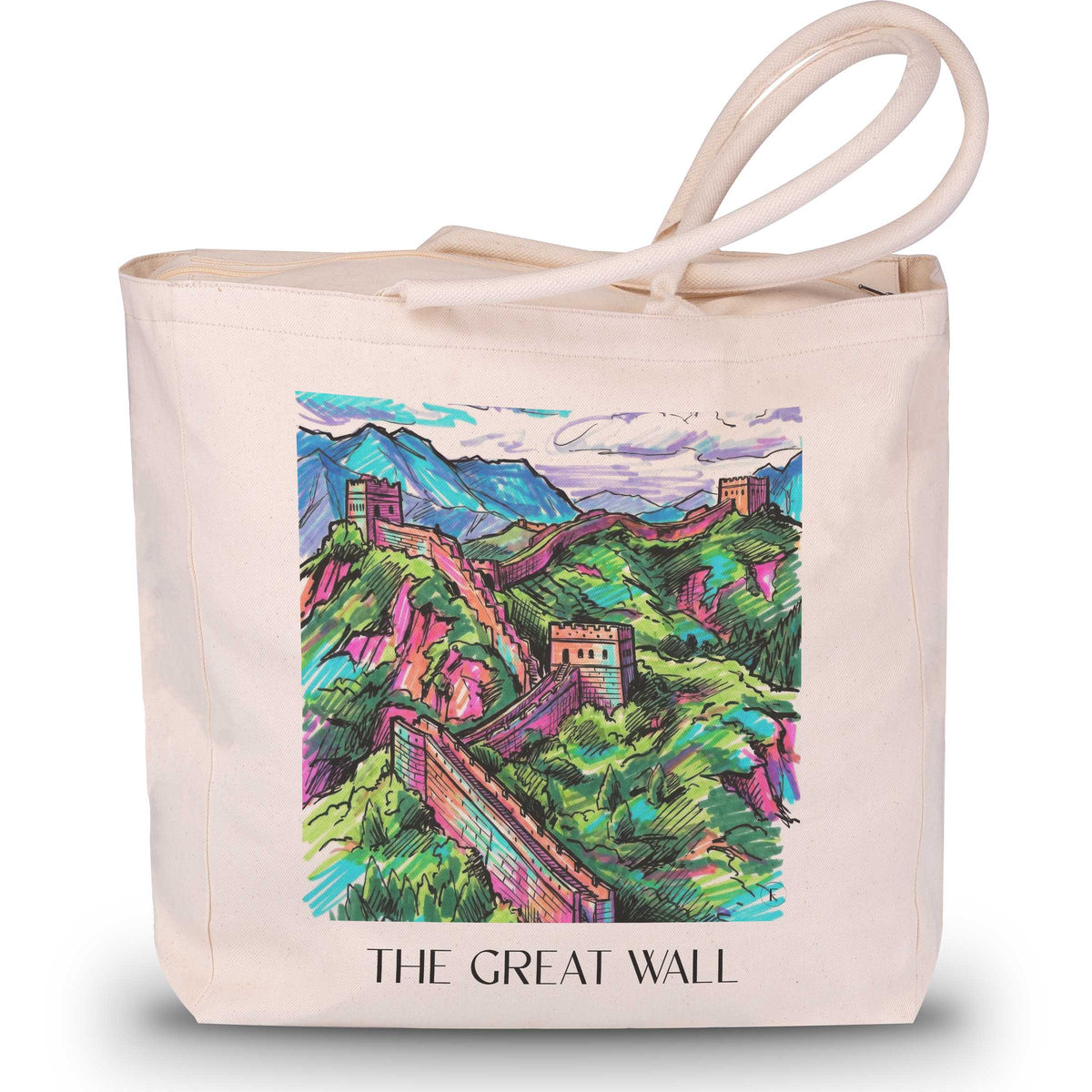 die große Mauer - China Tote Bag - Einkaufstasche im Tag Graffiti Stil - favplace