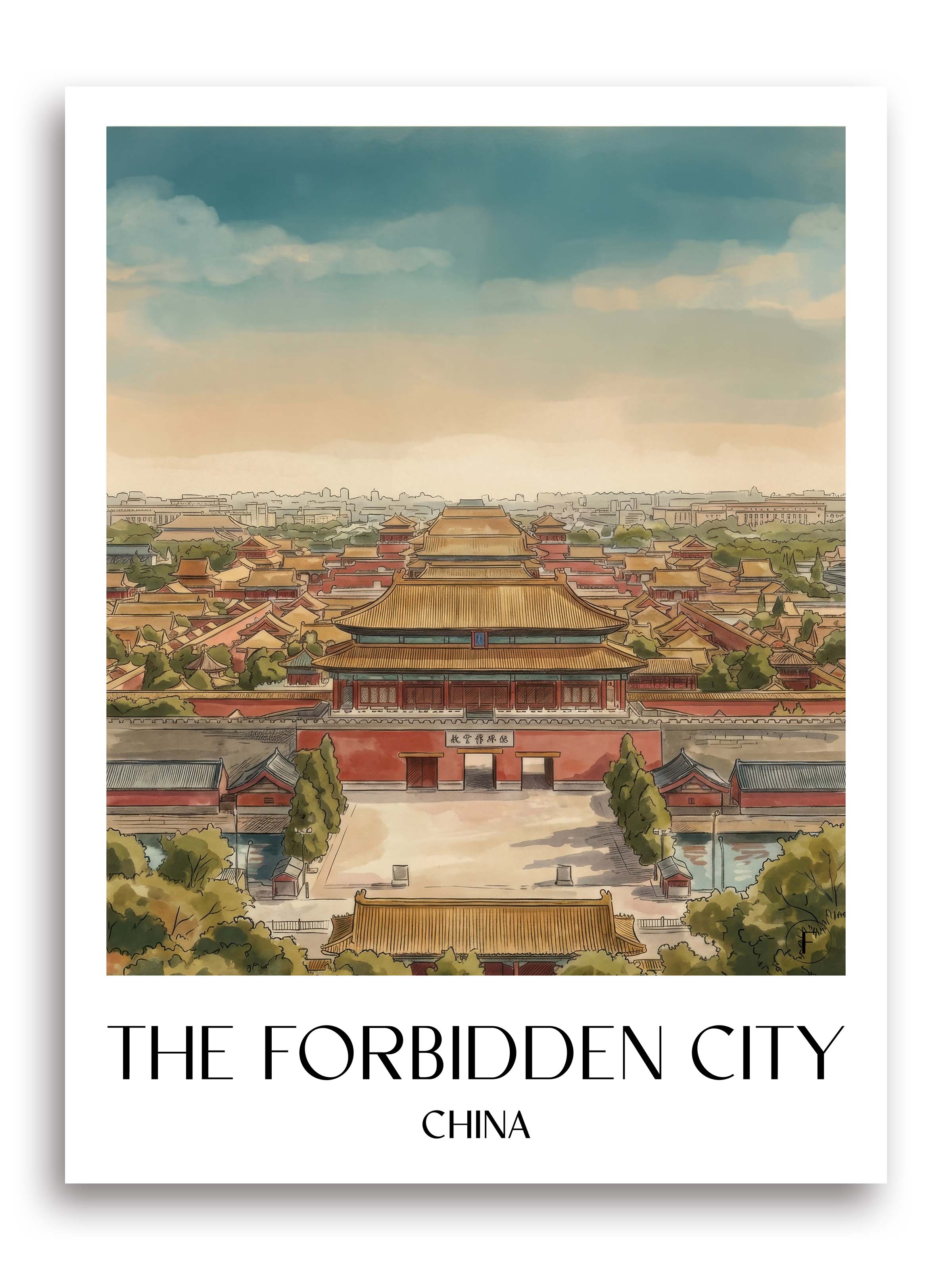 die verbotene Stadt Poster - China Kunstdruck - Aquarell von A4 bis A1 - favplace