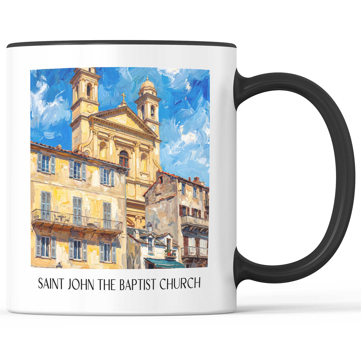 Église Saint-Jean-Baptiste Kaffeebecher - Bastia - Frankreich Becher - Kaffeetasse im Ölgemälde Stil