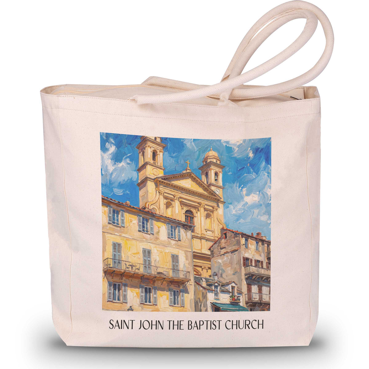Église Saint-Jean-Baptiste Shopping Tasche - Bastia - Frankreich Tote Bag - Einkaufstasche im Ölgemälde Stil