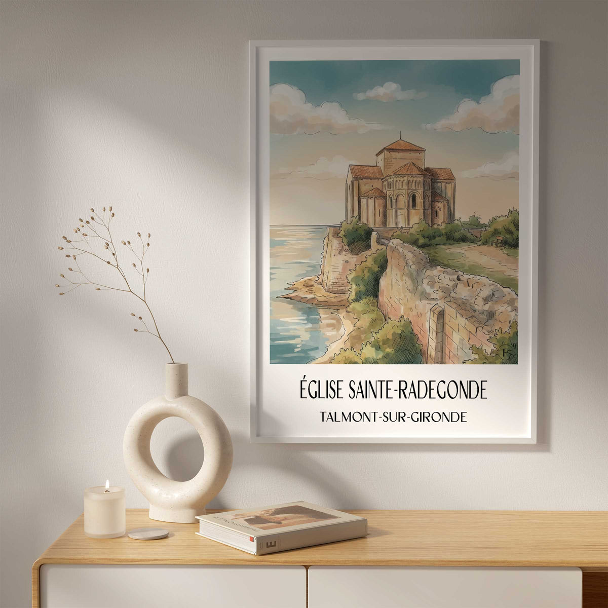 église-sainte-radegonde-talmont-sur-gironde-frankreich-poster-aquarell
