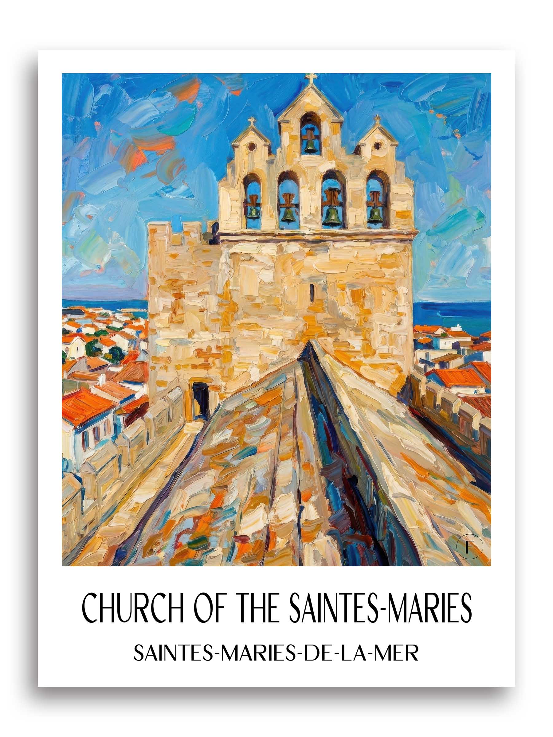 Église des Saintes-Maries Poster - Saintes-Maries-de-la-Mer - Frankreich Kunstdruck - Ölgemälde von A4 bis A1 - favplace