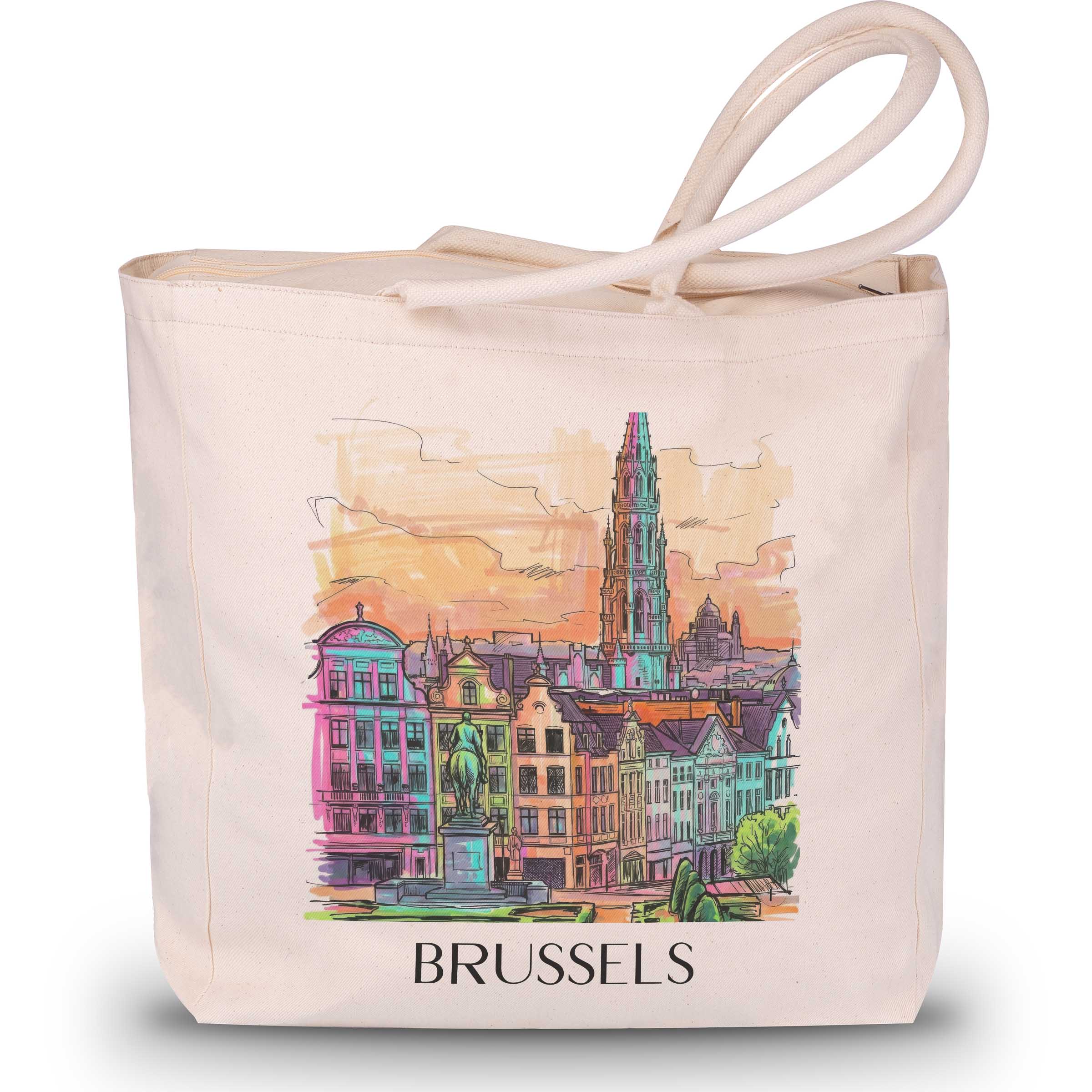 Brüssel - Belgien Tote Bag - Einkaufstasche im Tag Graffiti Stil