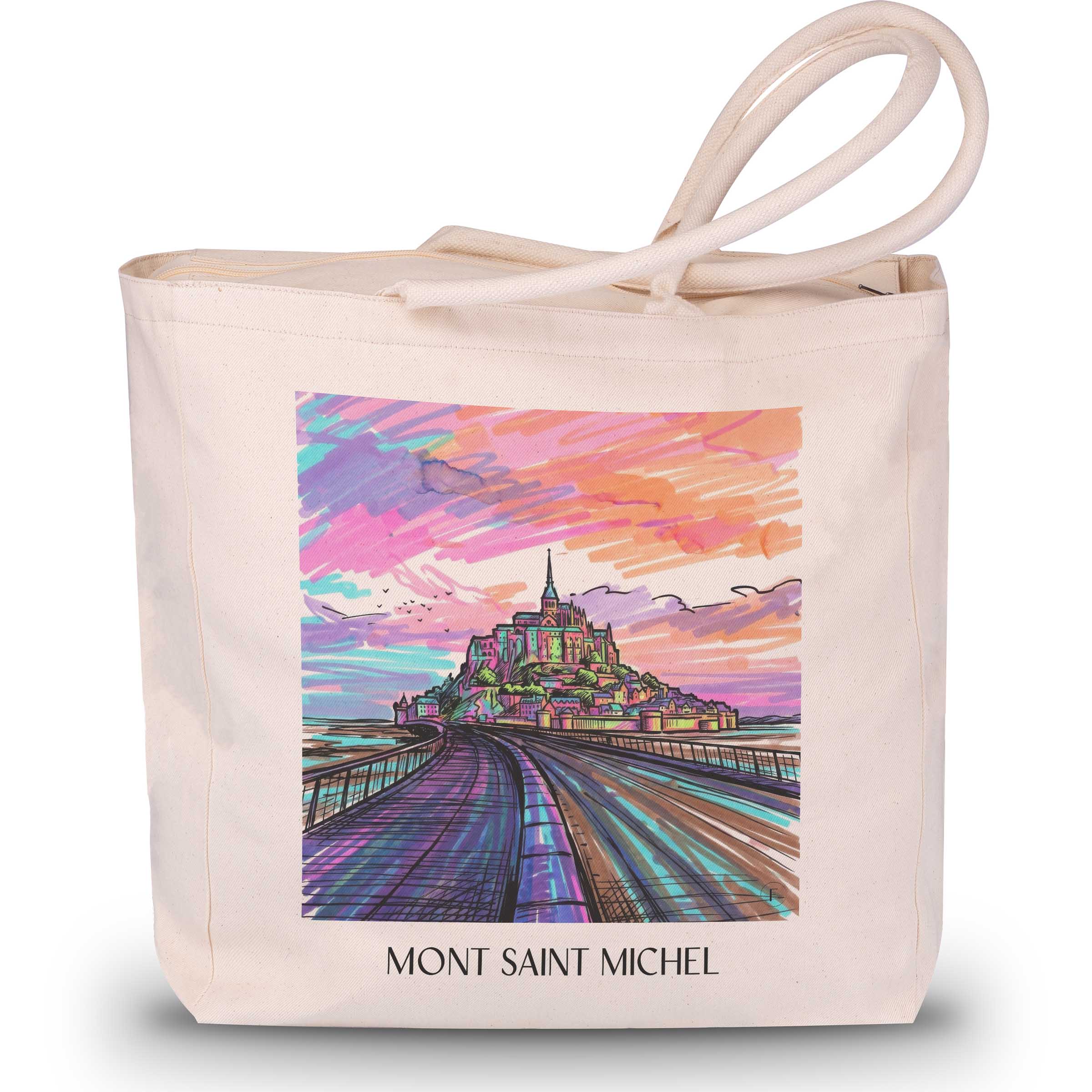 Mont Saint Michel - Frankreich Tote Bag - Einkaufstasche im Tag Graffiti Stil