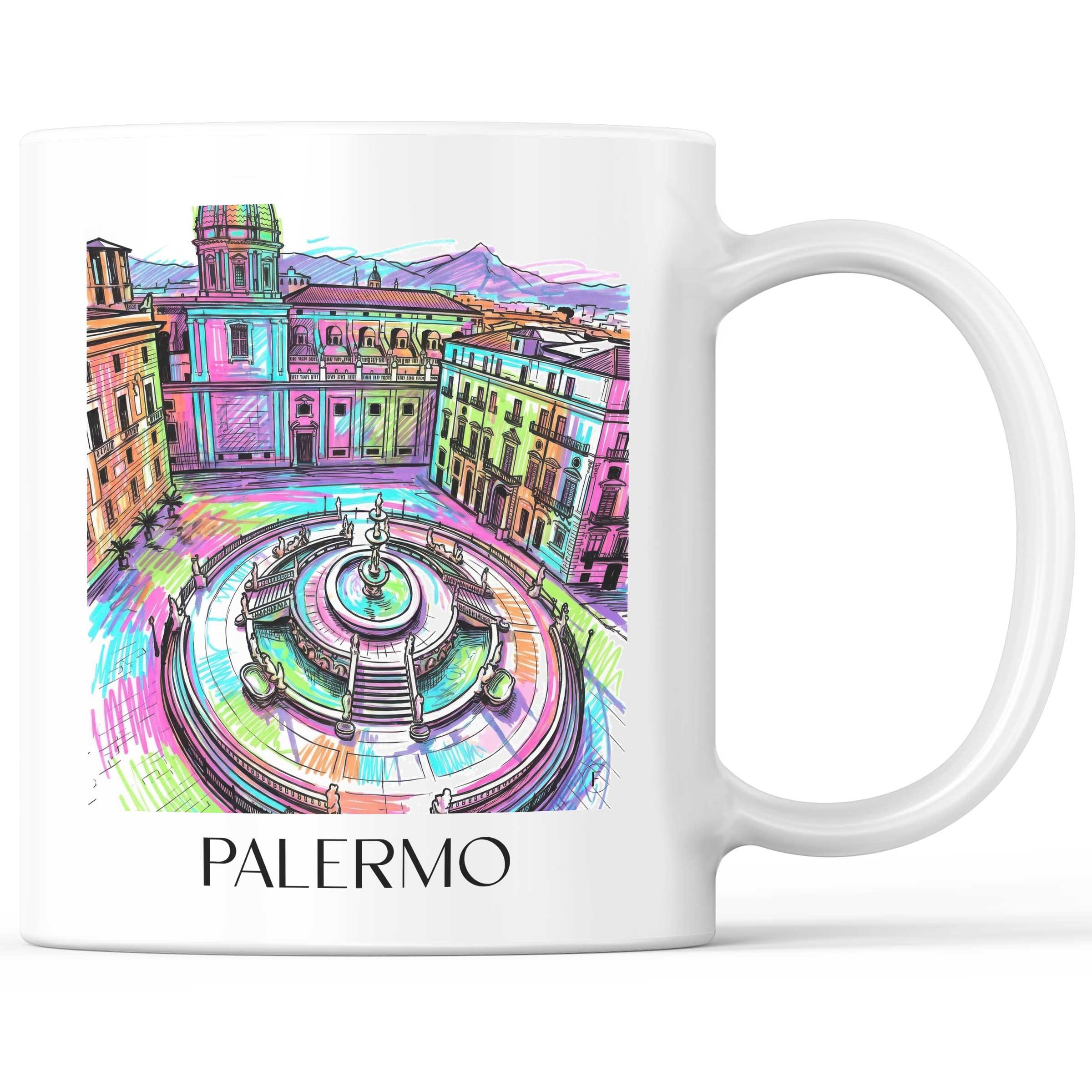 Palermo - Italien Becher - Kaffeetasse im Tag Graffiti Stil