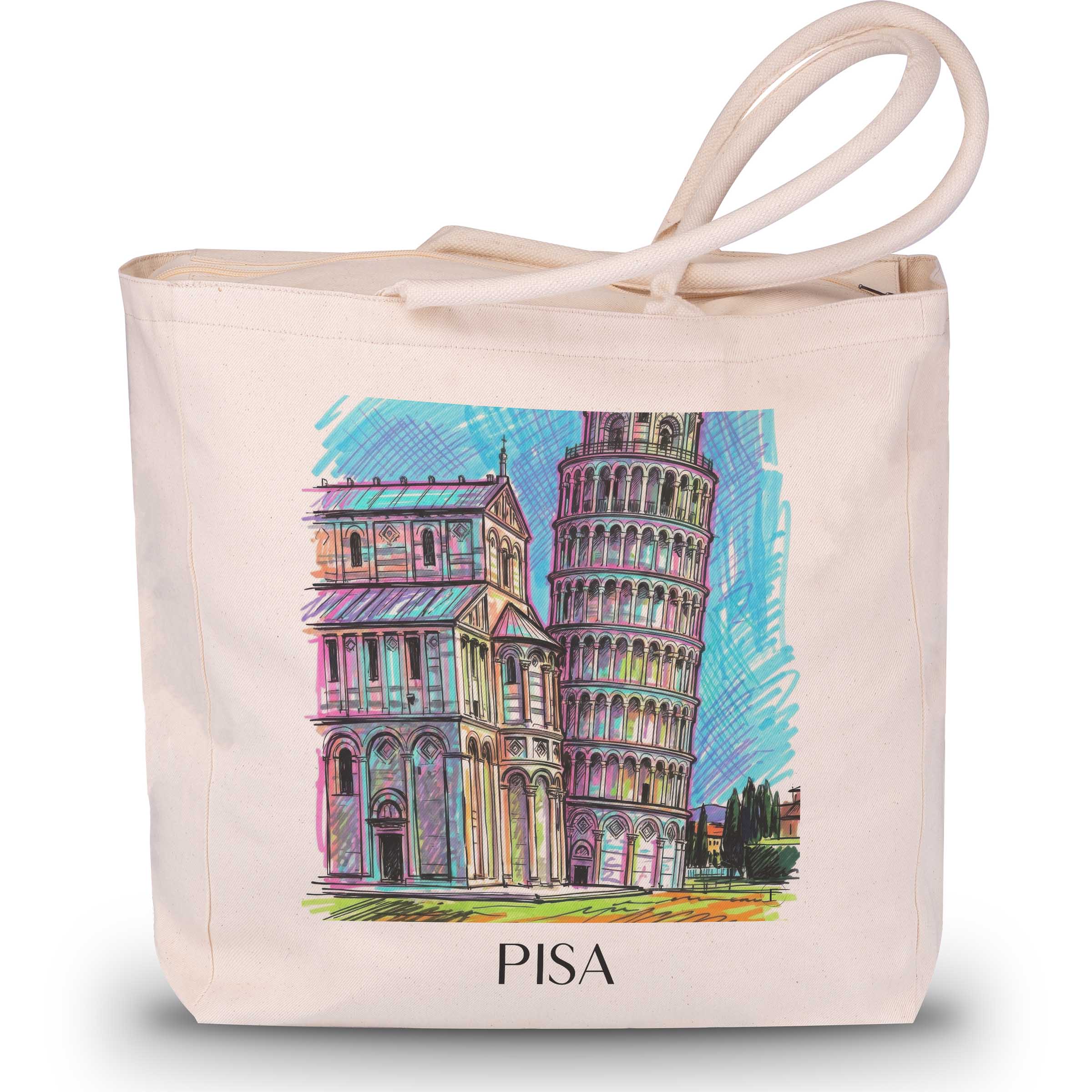 Pisa - Italien Tote Bag - Einkaufstasche im Tag Graffiti Stil