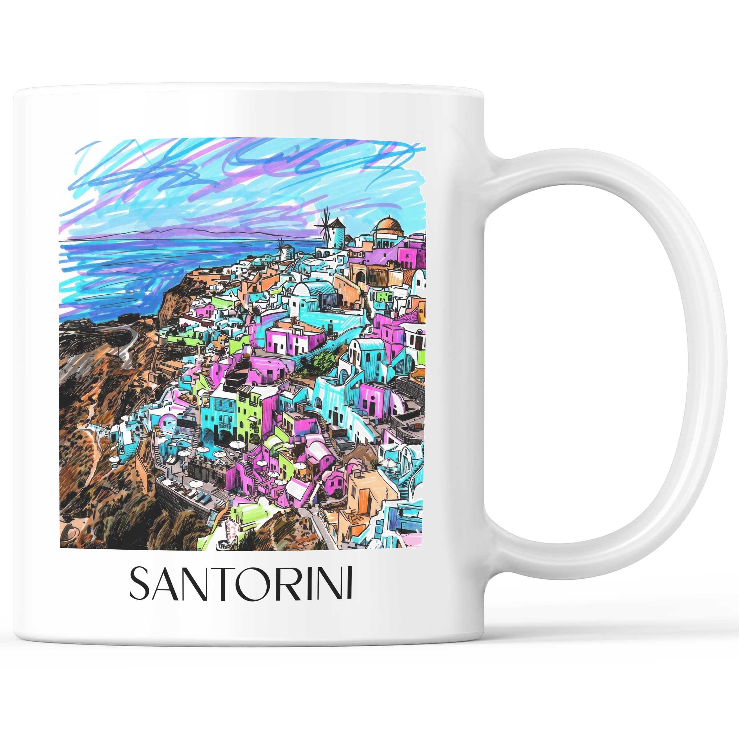 Santorin - Griechenland Becher - Kaffeetasse im Tag Graffiti Stil