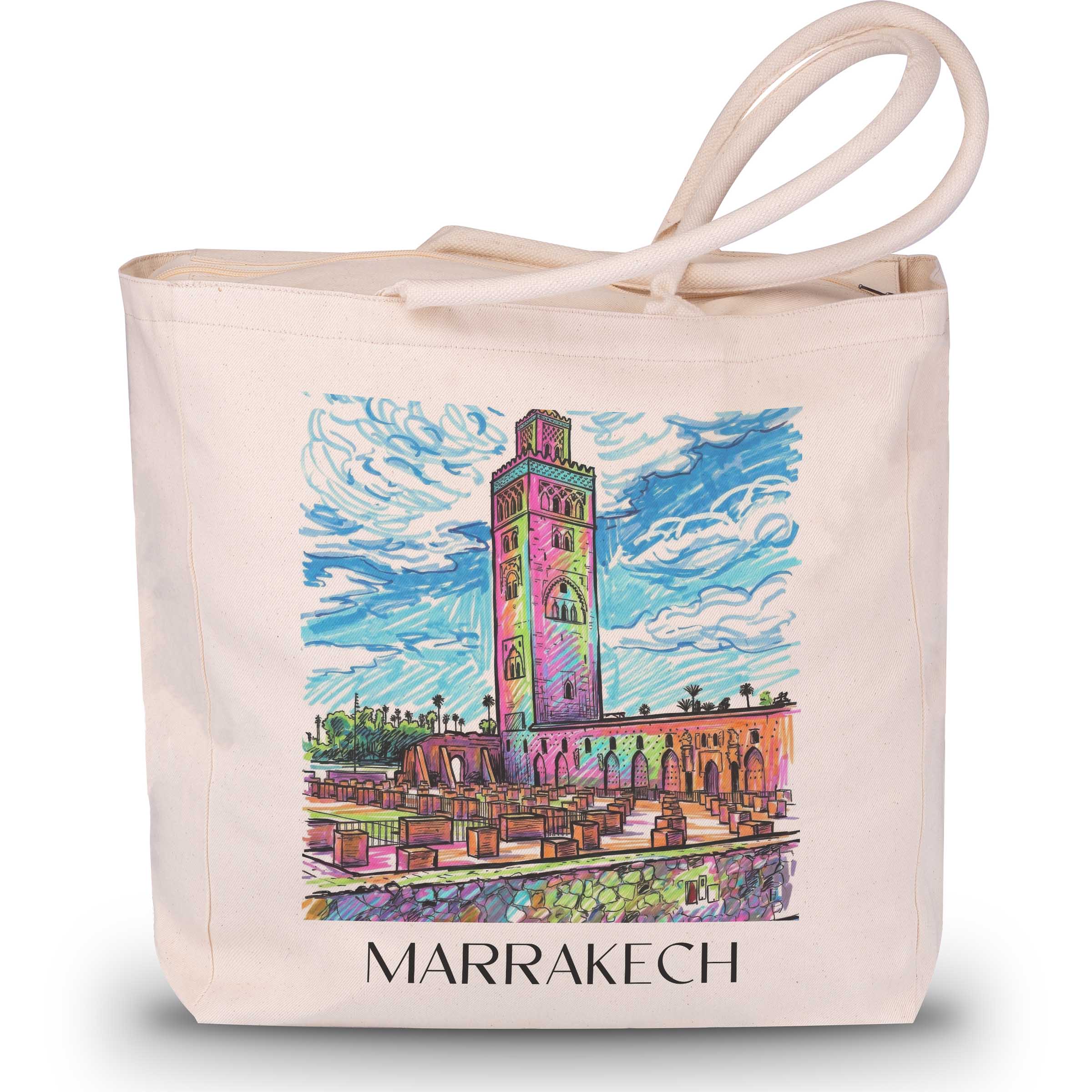 Marrakesch - Marokko Tote Bag - Einkaufstasche im Tag Graffiti Stil
