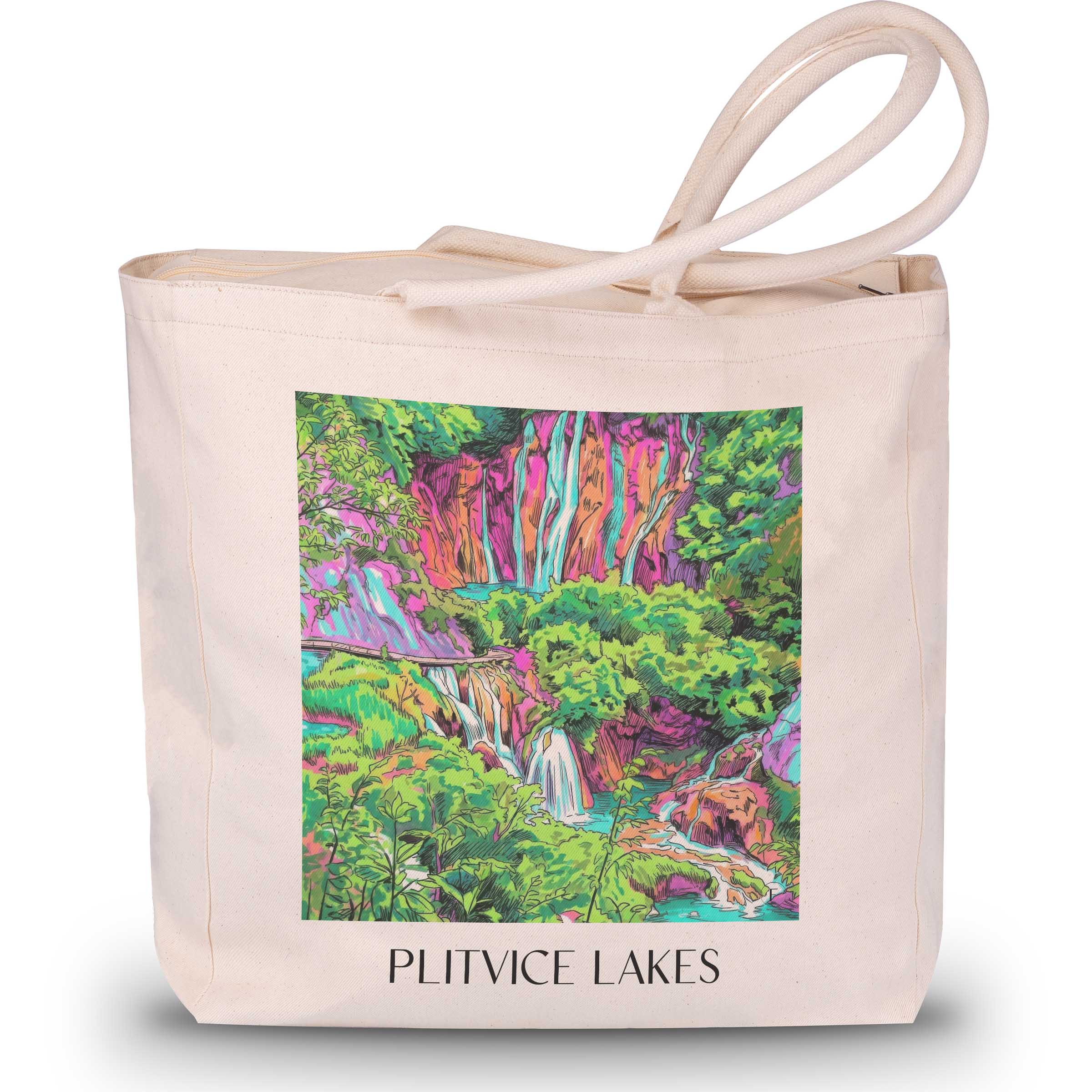 Plitvicer Seen - Kroatien Tote Bag - Einkaufstasche im Tag Graffiti Stil