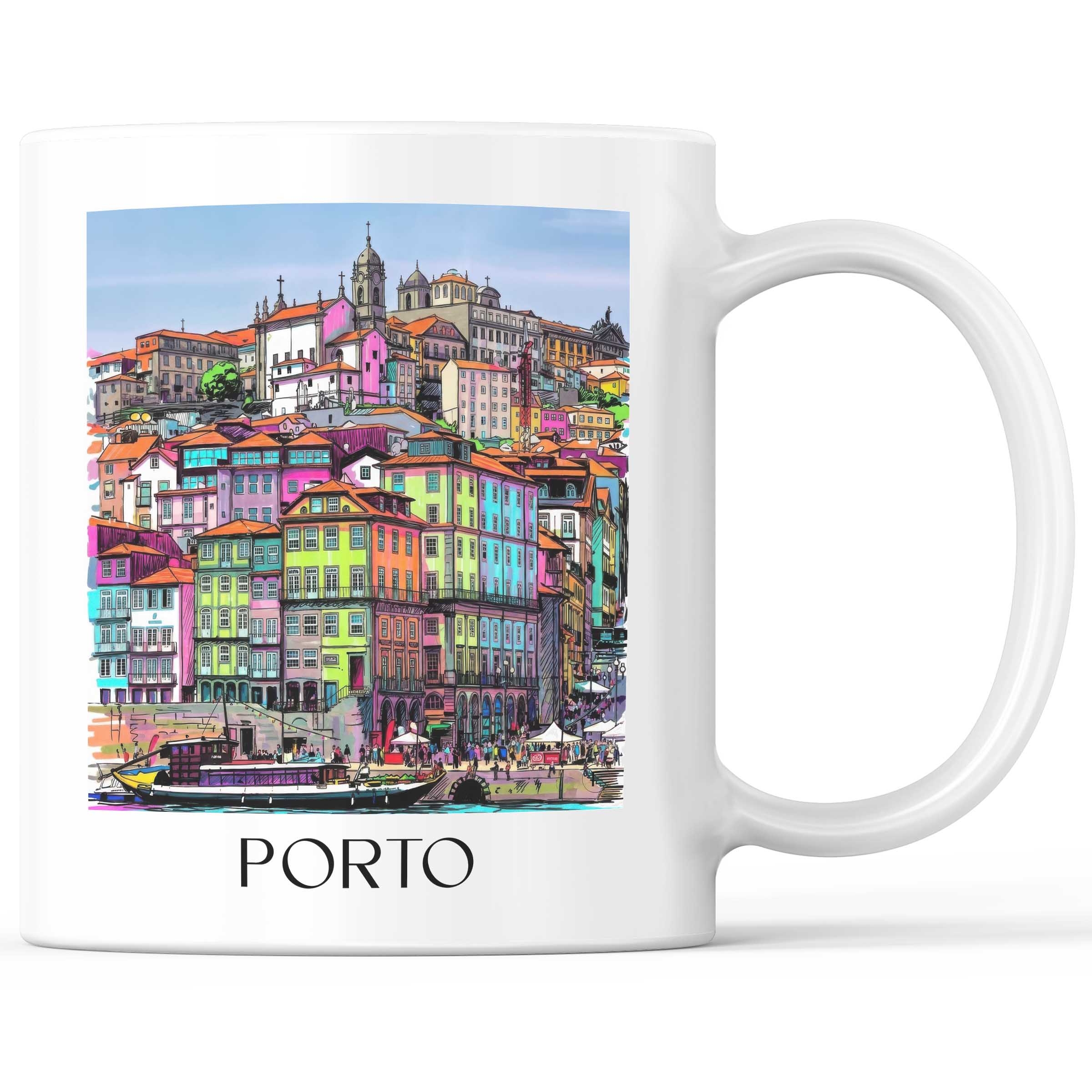 Porto - Portugal Becher - Kaffeetasse im Tag Graffiti Stil