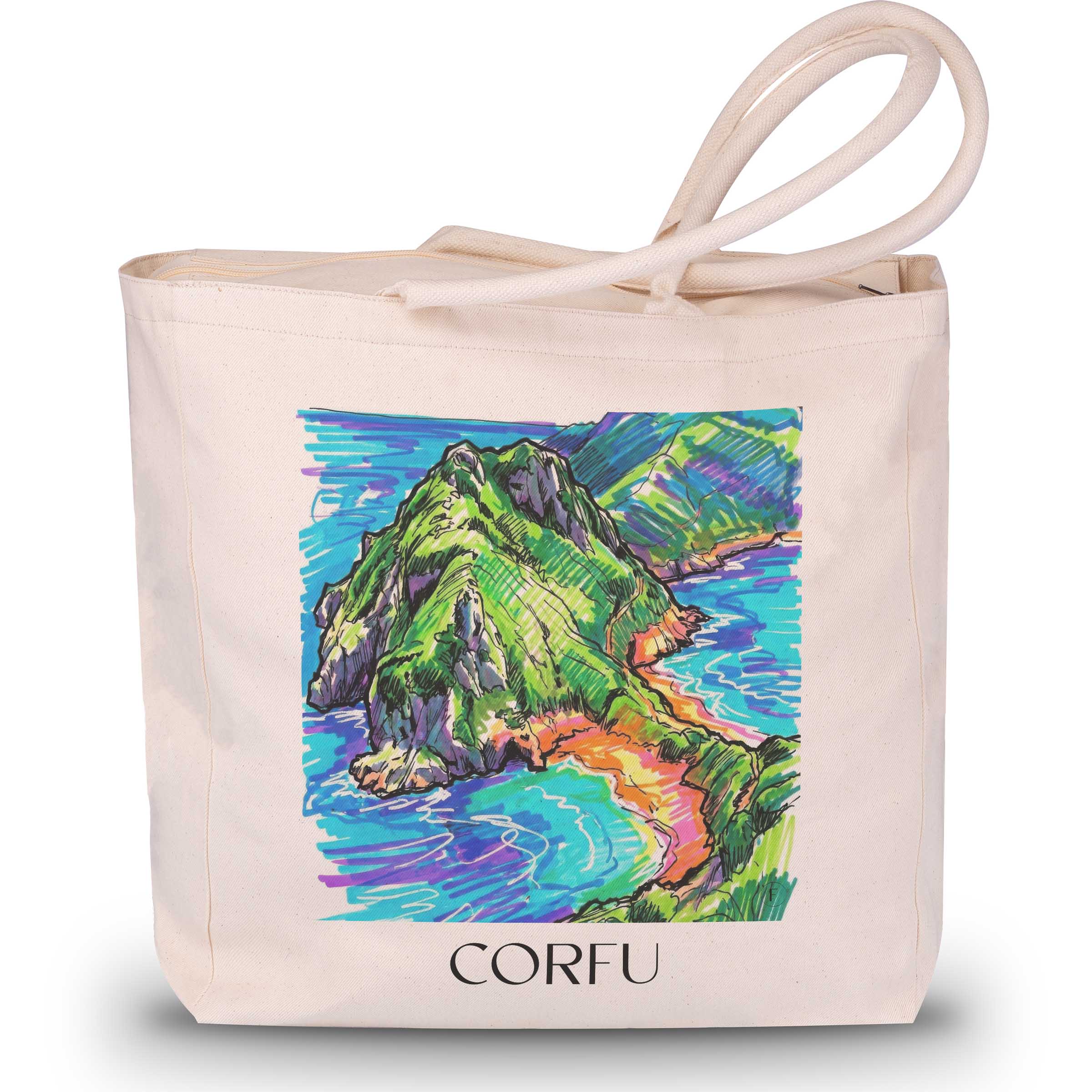 Korfu - Griechenland Tote Bag - Einkaufstasche im Tag Graffiti Stil