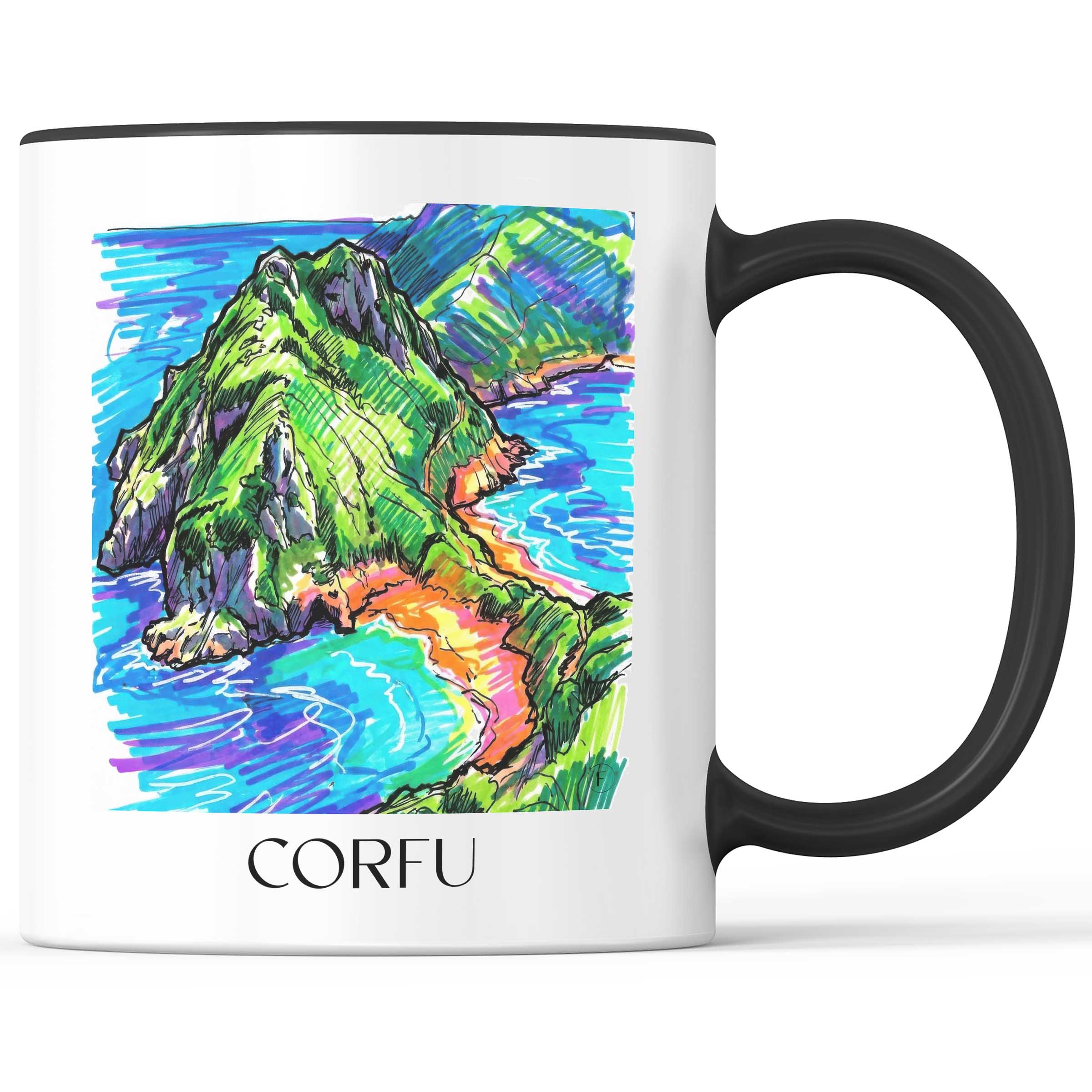 Korfu - Griechenland Becher - Kaffeetasse im Tag Graffiti Stil