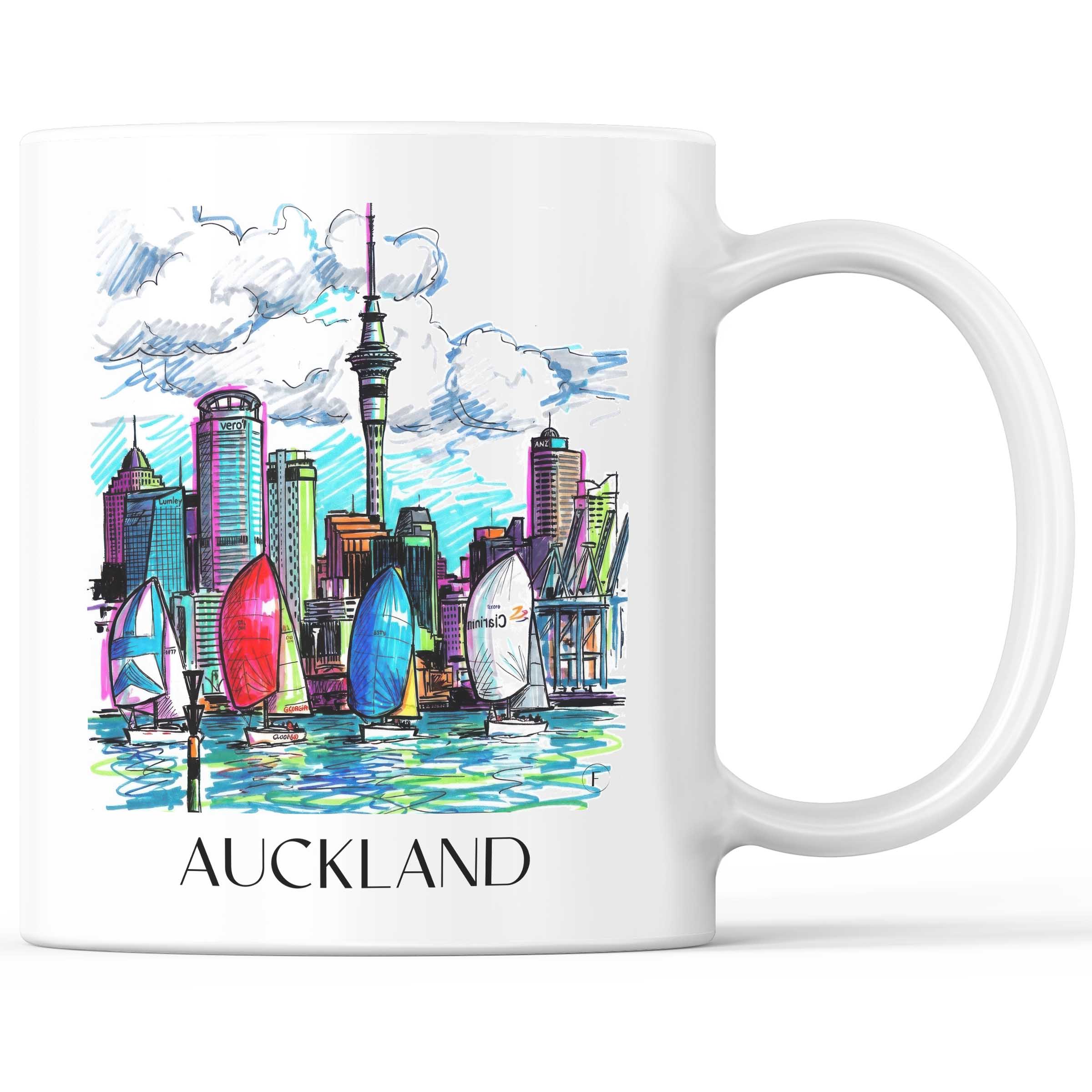 Auckland - Neuseeland Becher - Kaffeetasse im Tag Graffiti Stil