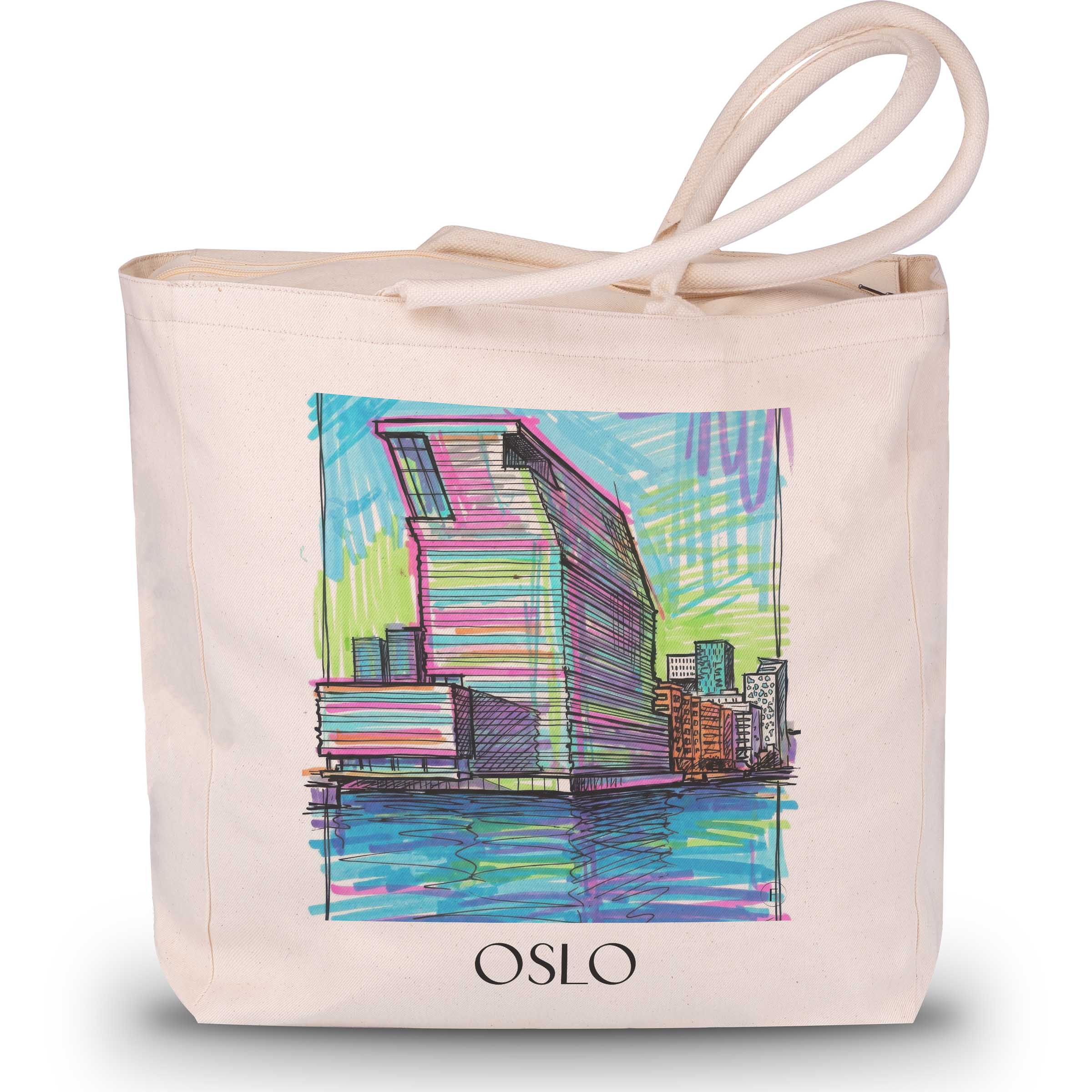 Oslo - Norwegen Tote Bag - Einkaufstasche im Tag Graffiti Stil