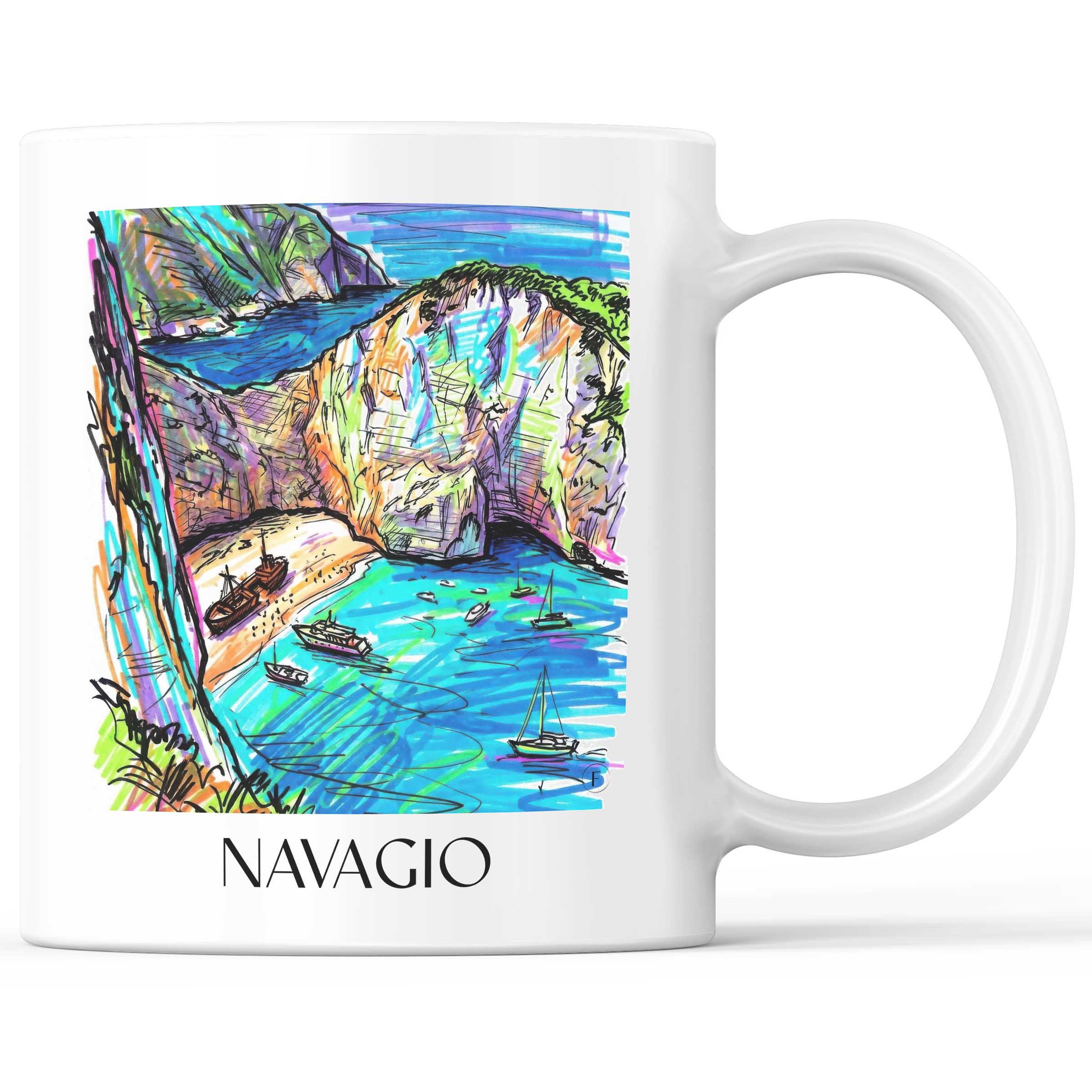 Navagio Kaffeebecher - Zakynthos - Griechenland Becher - Kaffeetasse im Tag Graffiti Stil