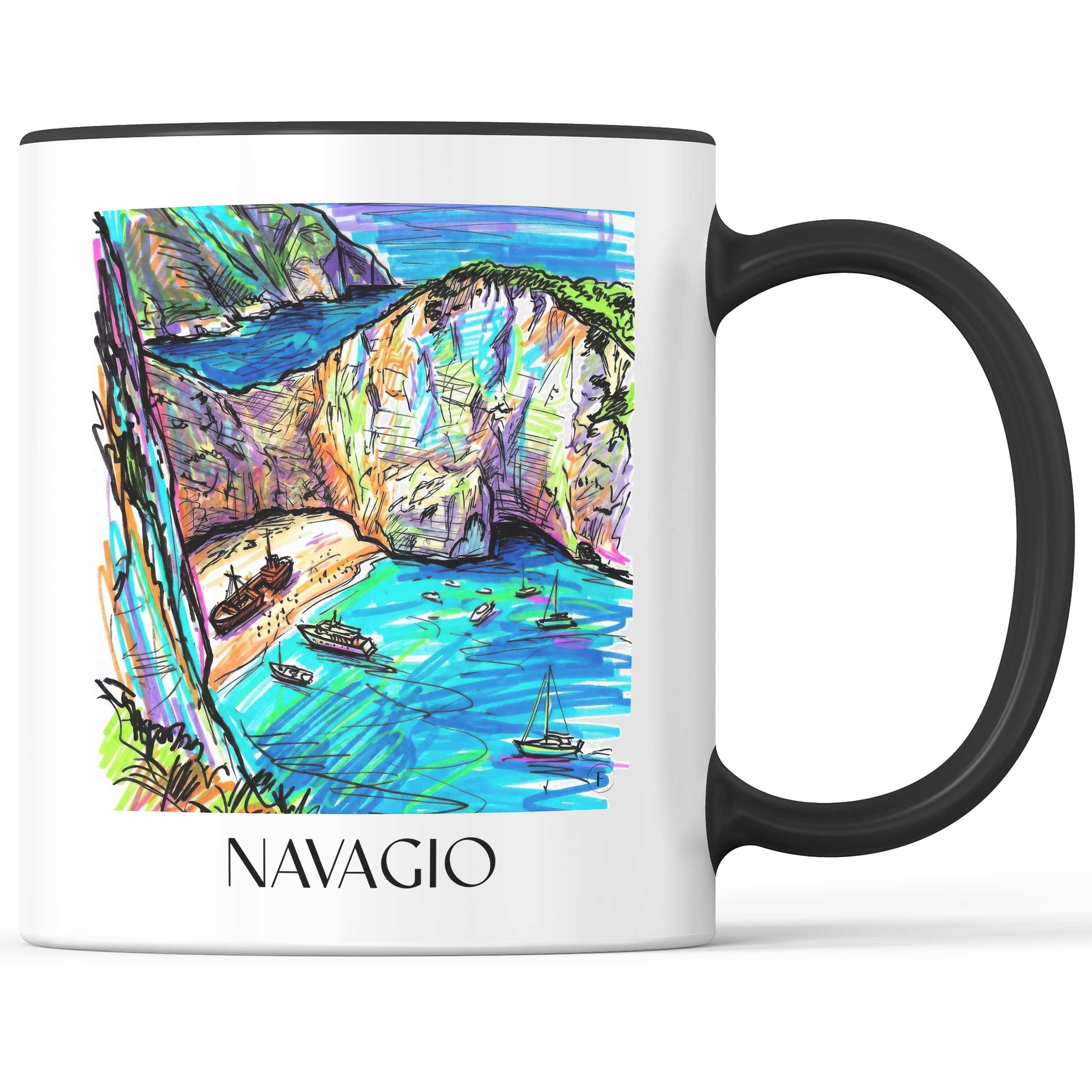 Navagio Kaffeebecher - Zakynthos - Griechenland Becher - Kaffeetasse im Tag Graffiti Stil