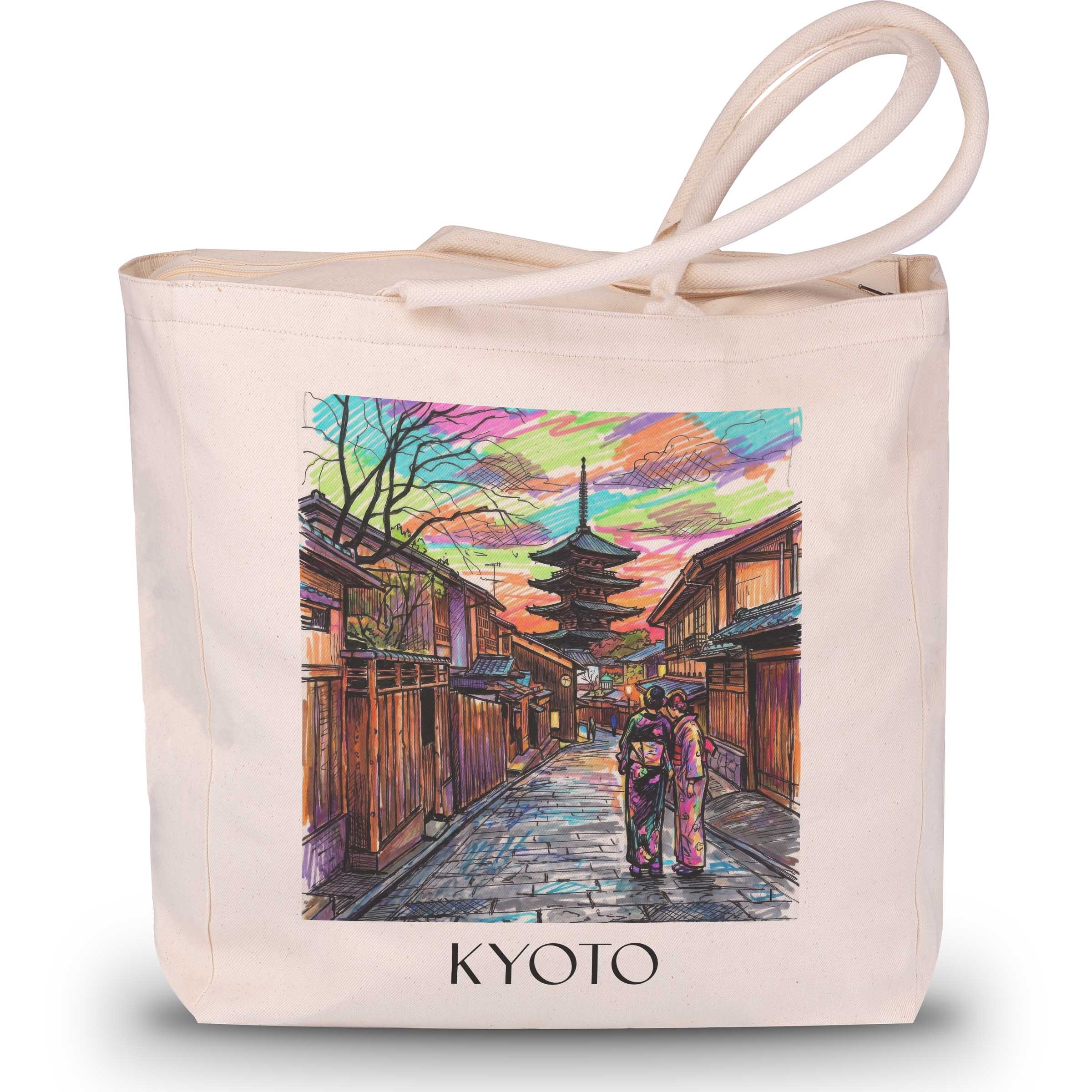 Kyoto - Japan Tote Bag - Einkaufstasche im Tag Graffiti Stil