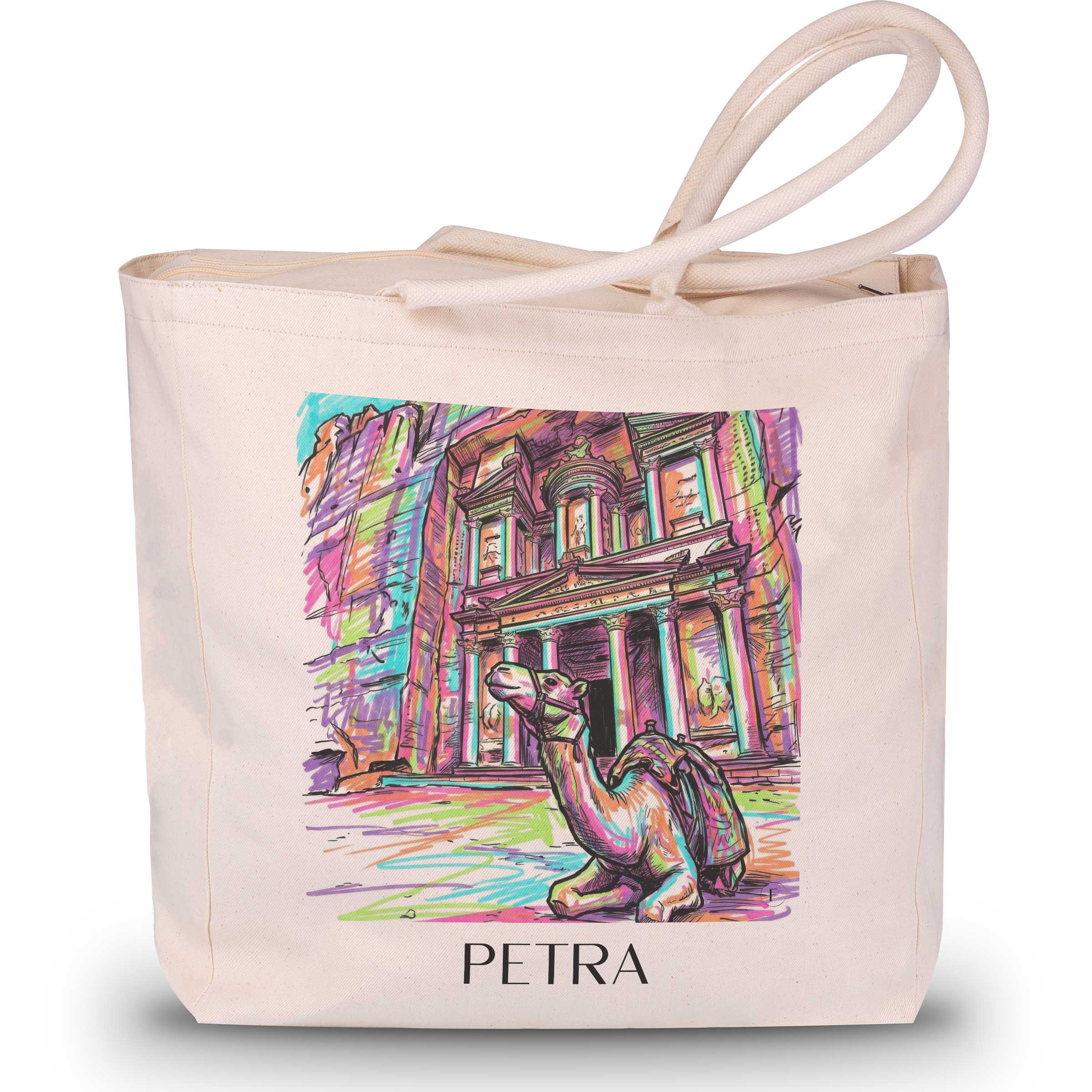 Petra, Jordanien - Jordanien Tote Bag - Einkaufstasche im Tag Graffiti Stil