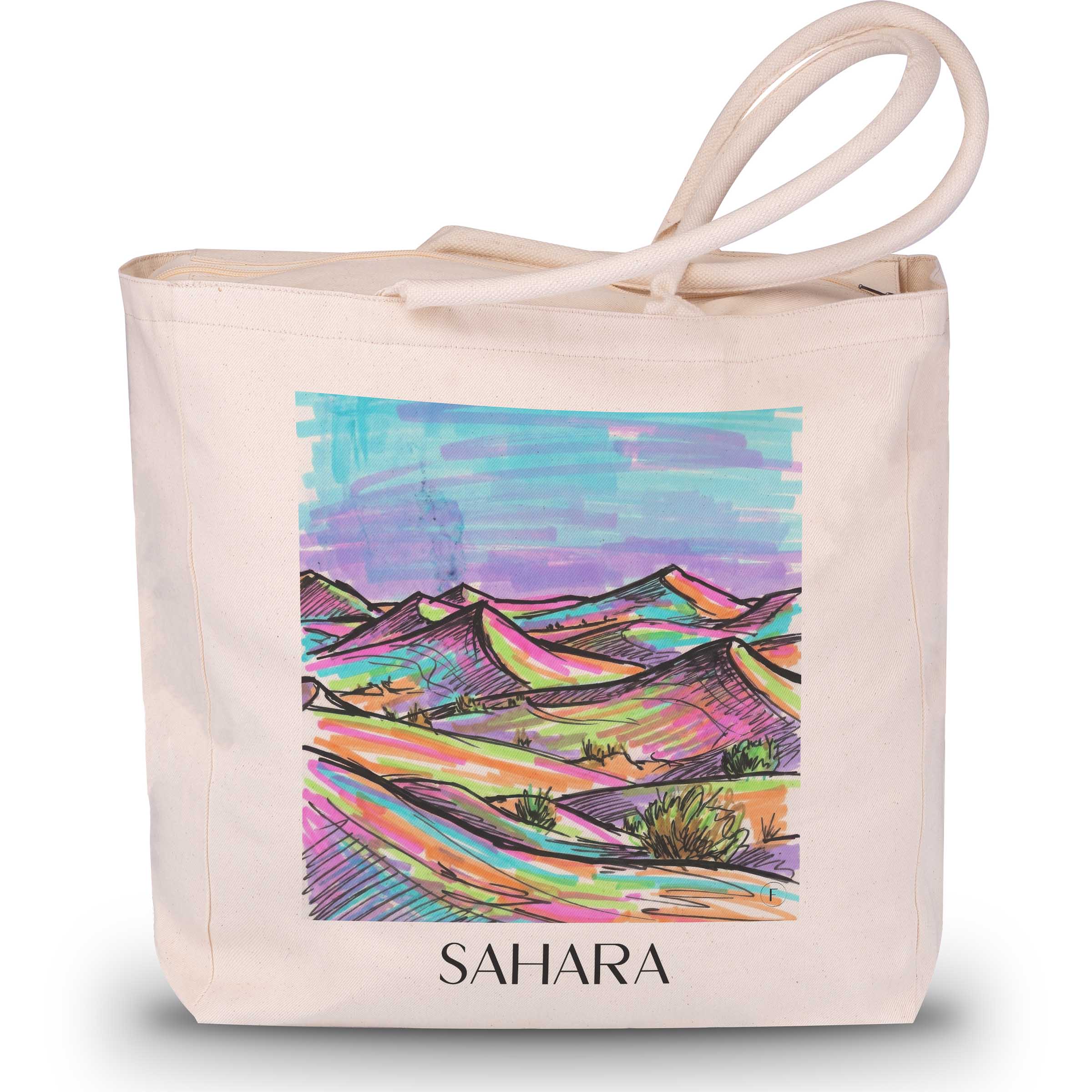 Sahara - Nordafrika Tote Bag - Einkaufstasche im Tag Graffiti Stil