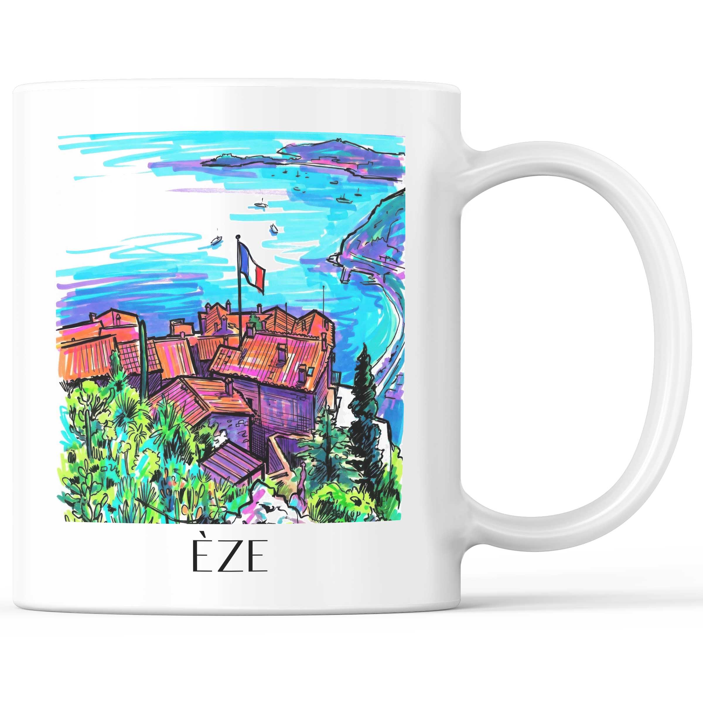 Èze - Frankreich Becher - Kaffeetasse im Tag Graffiti Stil