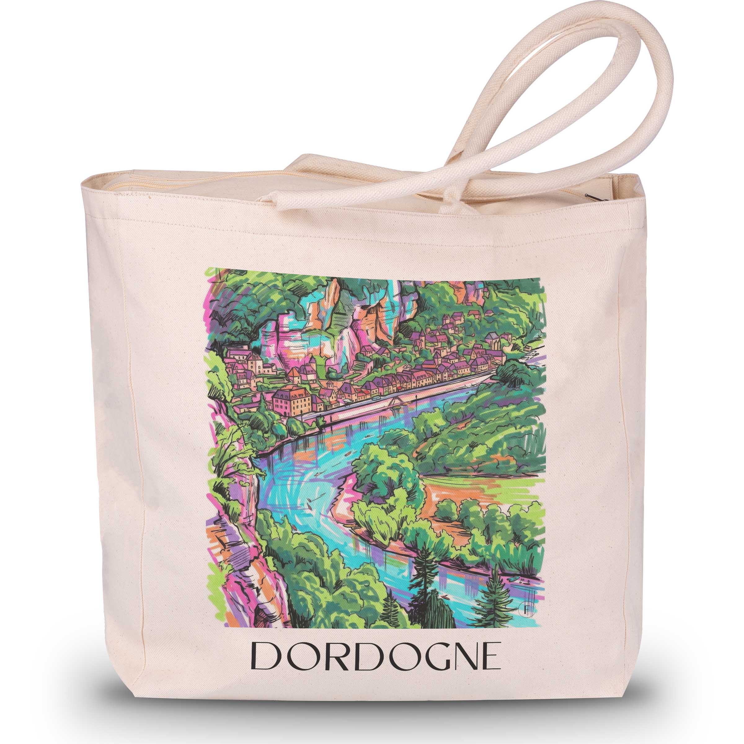 Dordogne - Frankreich Tote Bag - Einkaufstasche im Tag Graffiti Stil