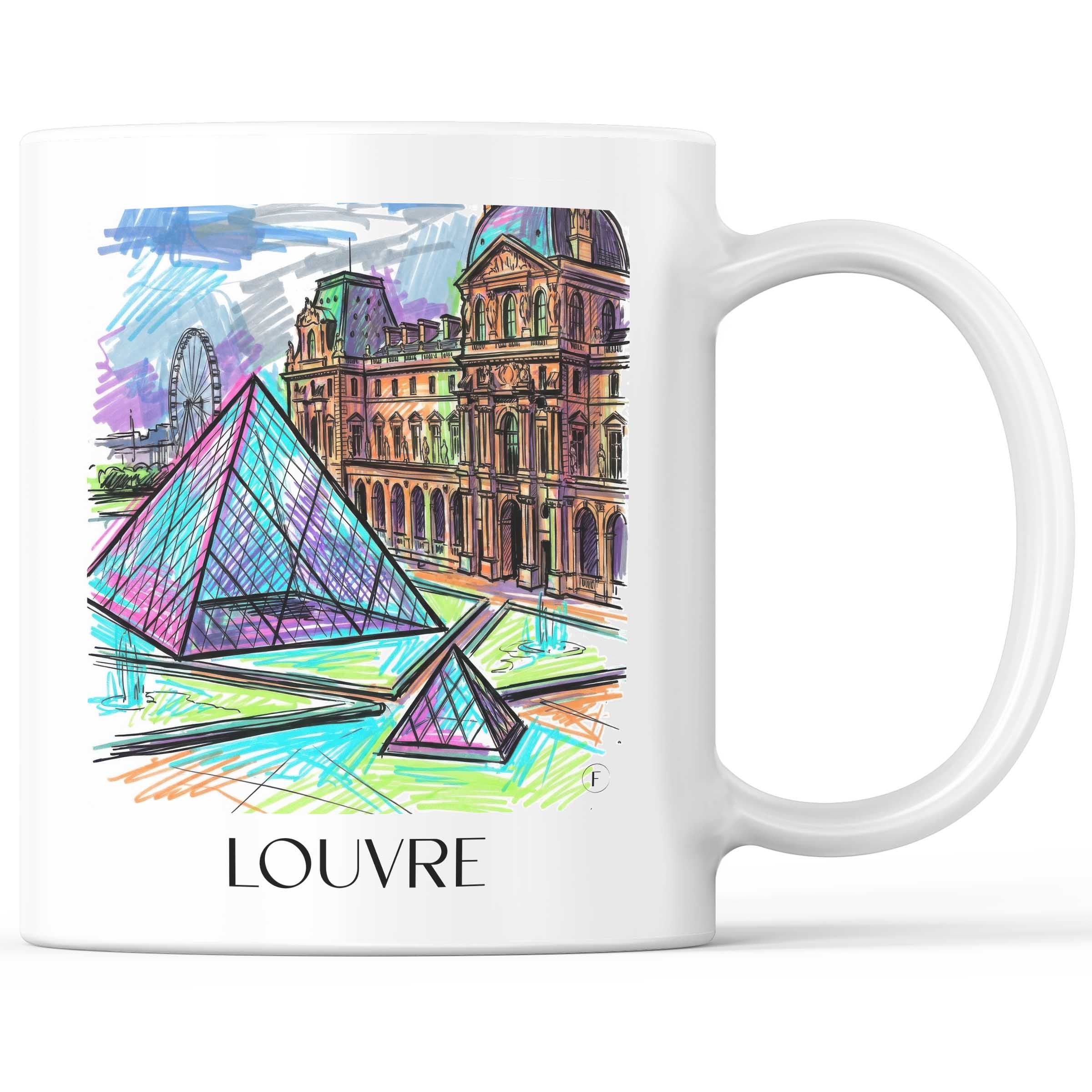 Louvre Kaffeebecher - Paris - Frankreich Becher - Kaffeetasse im Tag Graffiti Stil