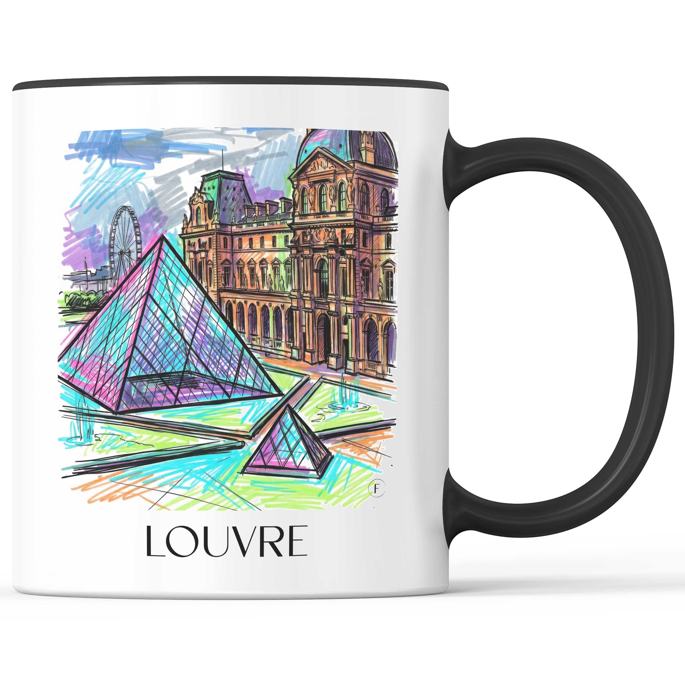 Louvre Kaffeebecher - Paris - Frankreich Becher - Kaffeetasse im Tag Graffiti Stil