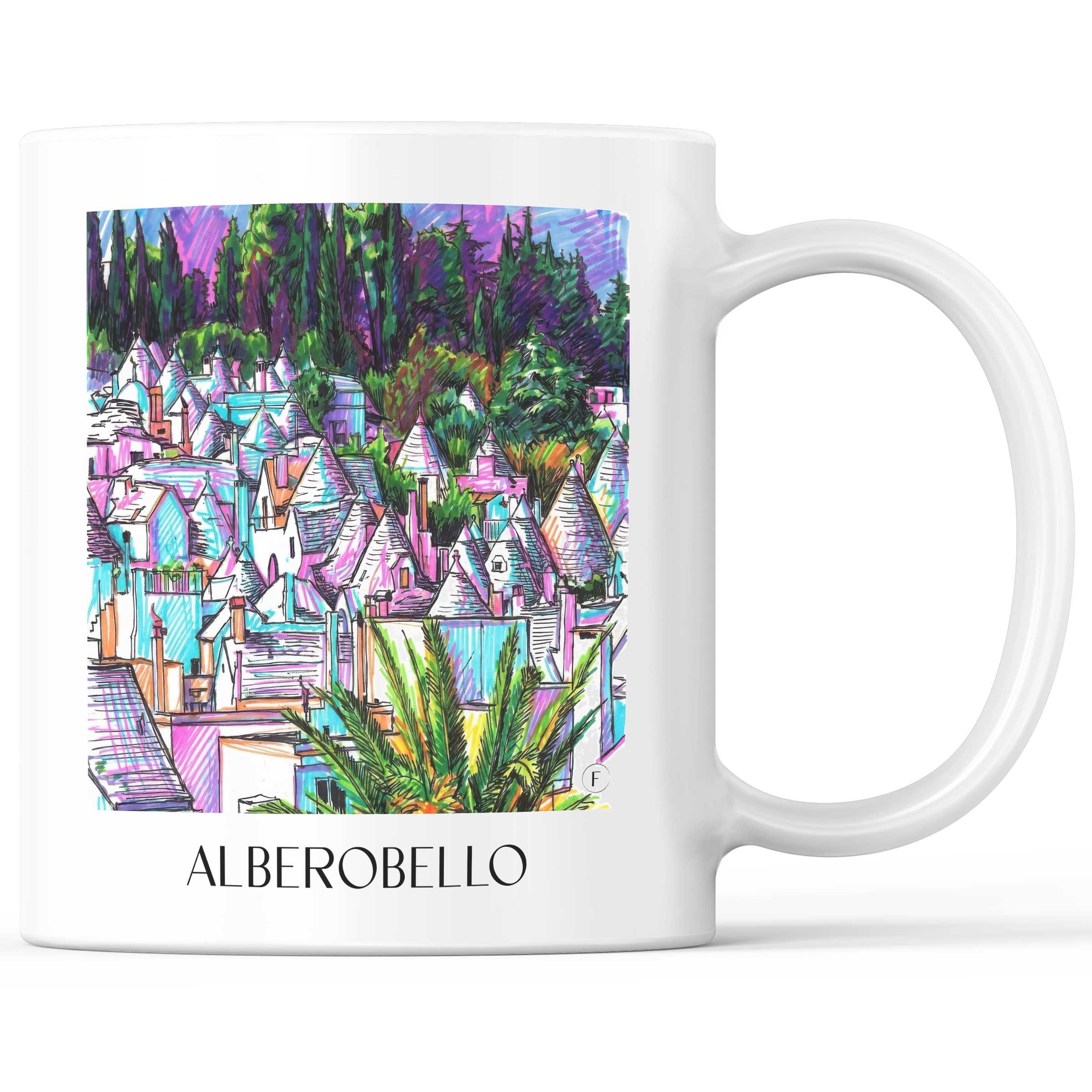 Alberobello - Italien Becher - Kaffeetasse im Tag Graffiti Stil